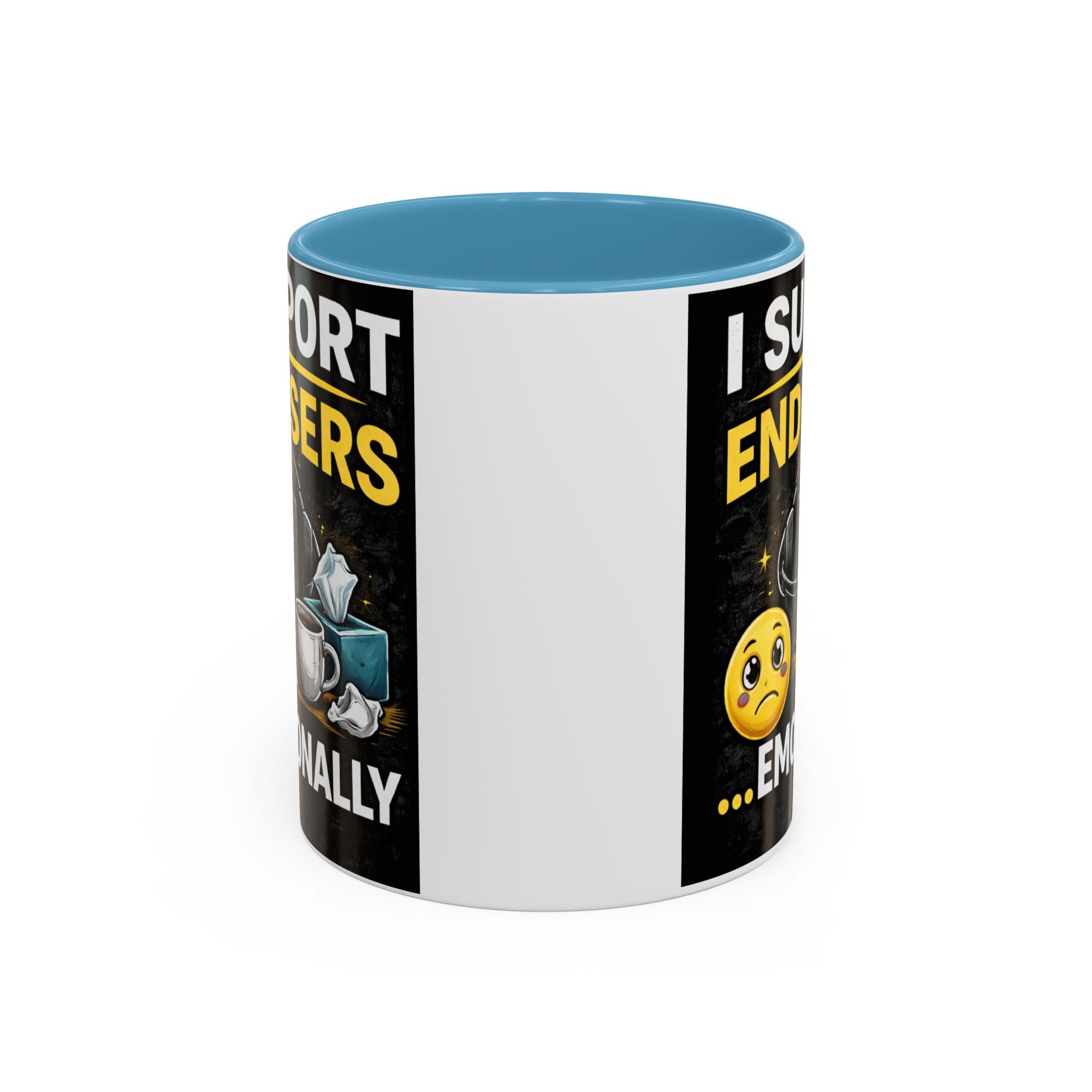 "I Support End Users, Emotionally" IT Humor Accent Coffee Mug (11, 15oz)