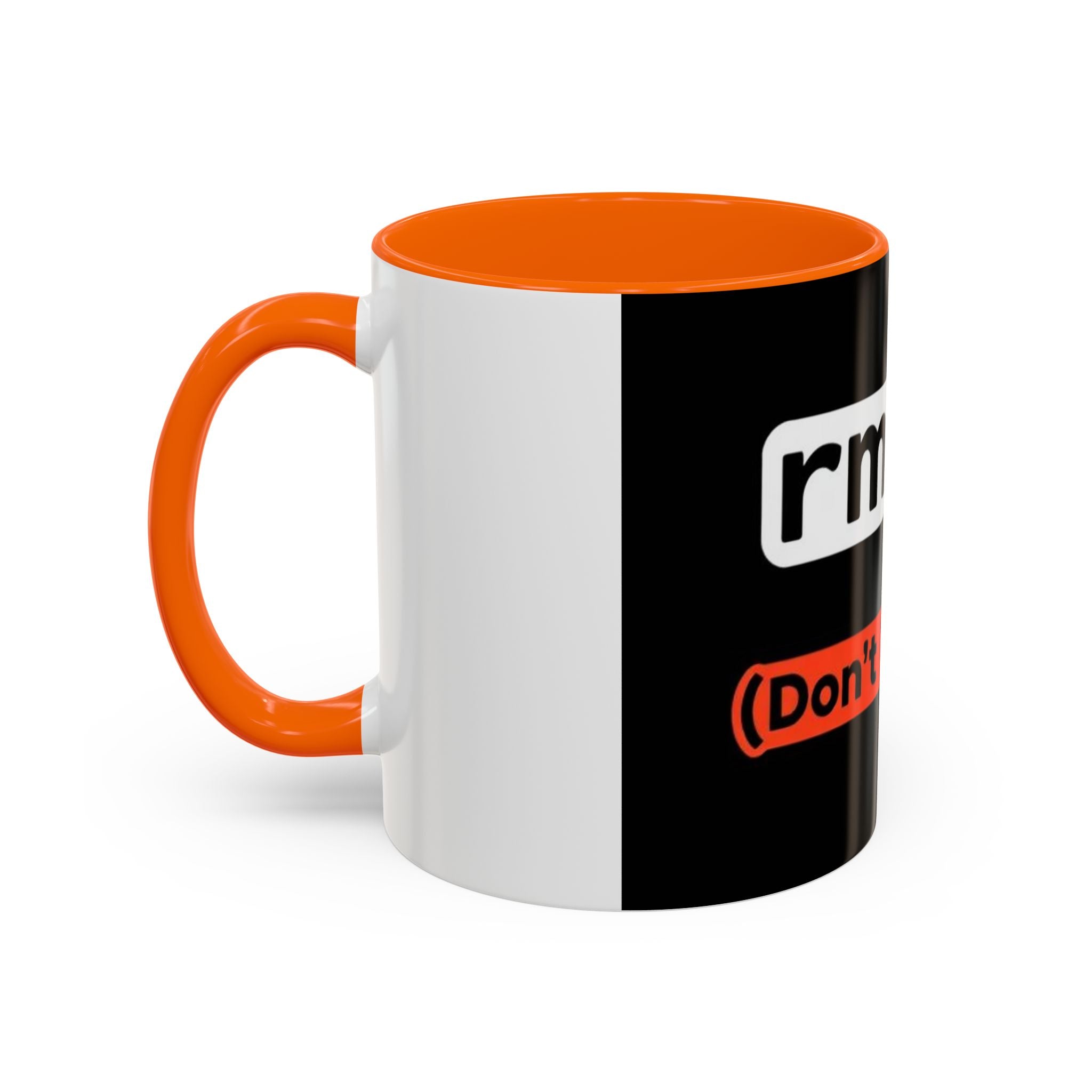 "rm -rf / (Don't Try This)" Funny IT Tech Humor Black Accent Ceramic Coffee Mug