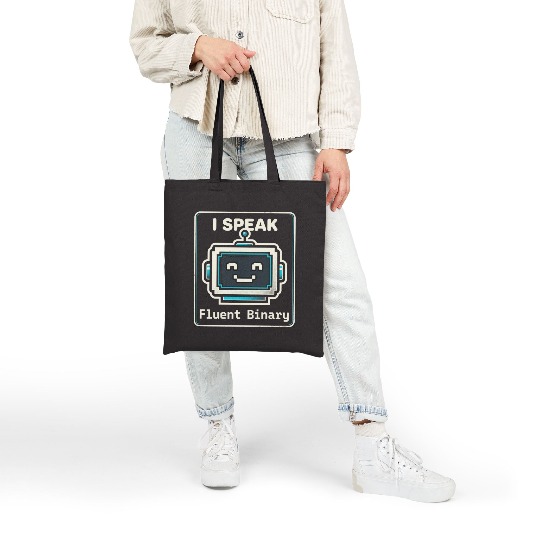 "I Speak Fluent Binary" Geek Humor Funny IT Cotton Canvas Tote Bag