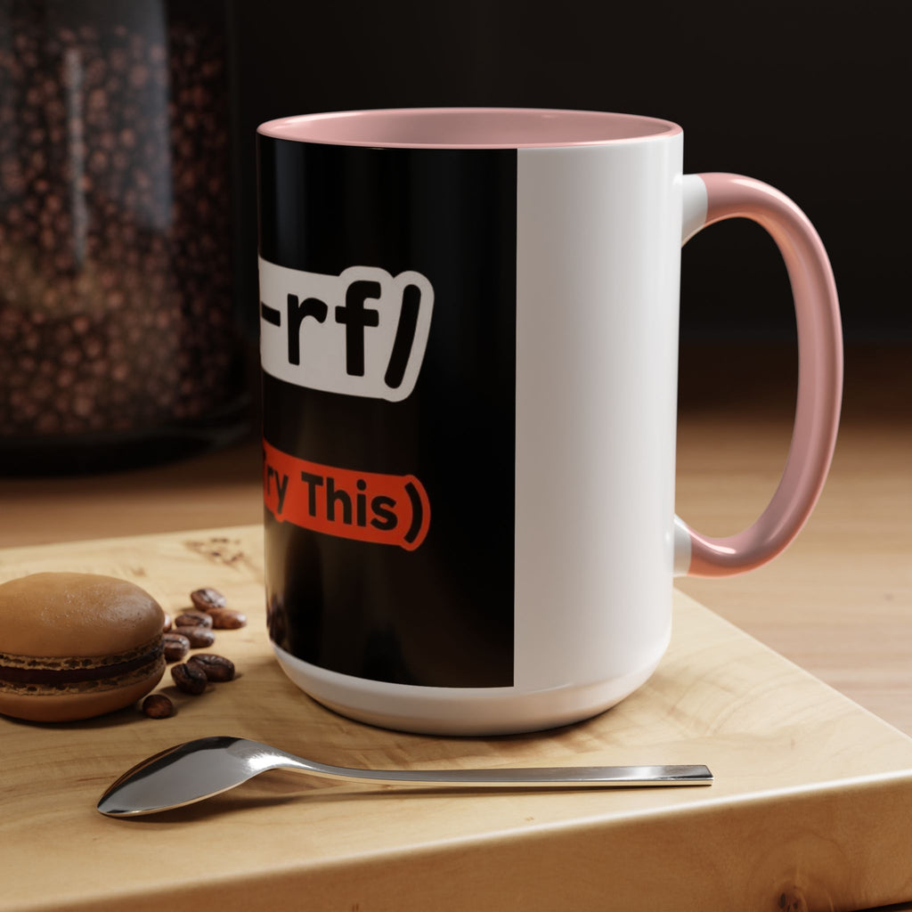 "rm -rf / (Don't Try This)" Funny IT Tech Humor Black Accent Ceramic Coffee Mug