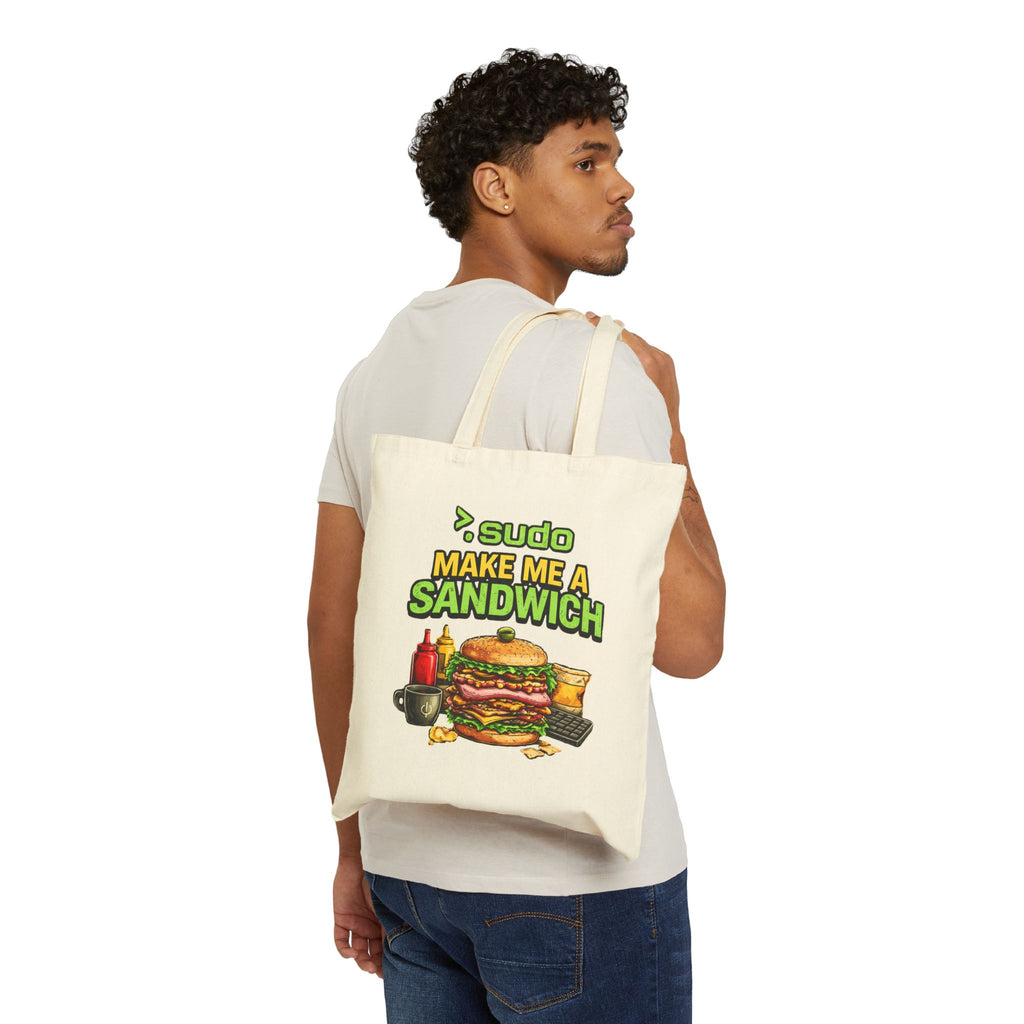 ">.Sudo Make Me A Sandwich" Funny IT Tech Humor Cotton Canvas Tote Bag