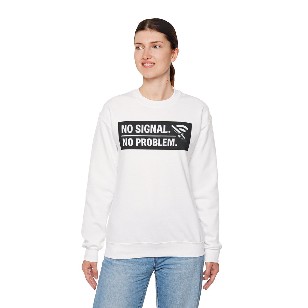 "No Signal, No Problem" Unisex Heavy Blend™ Funny IT Crewneck Sweatshirt