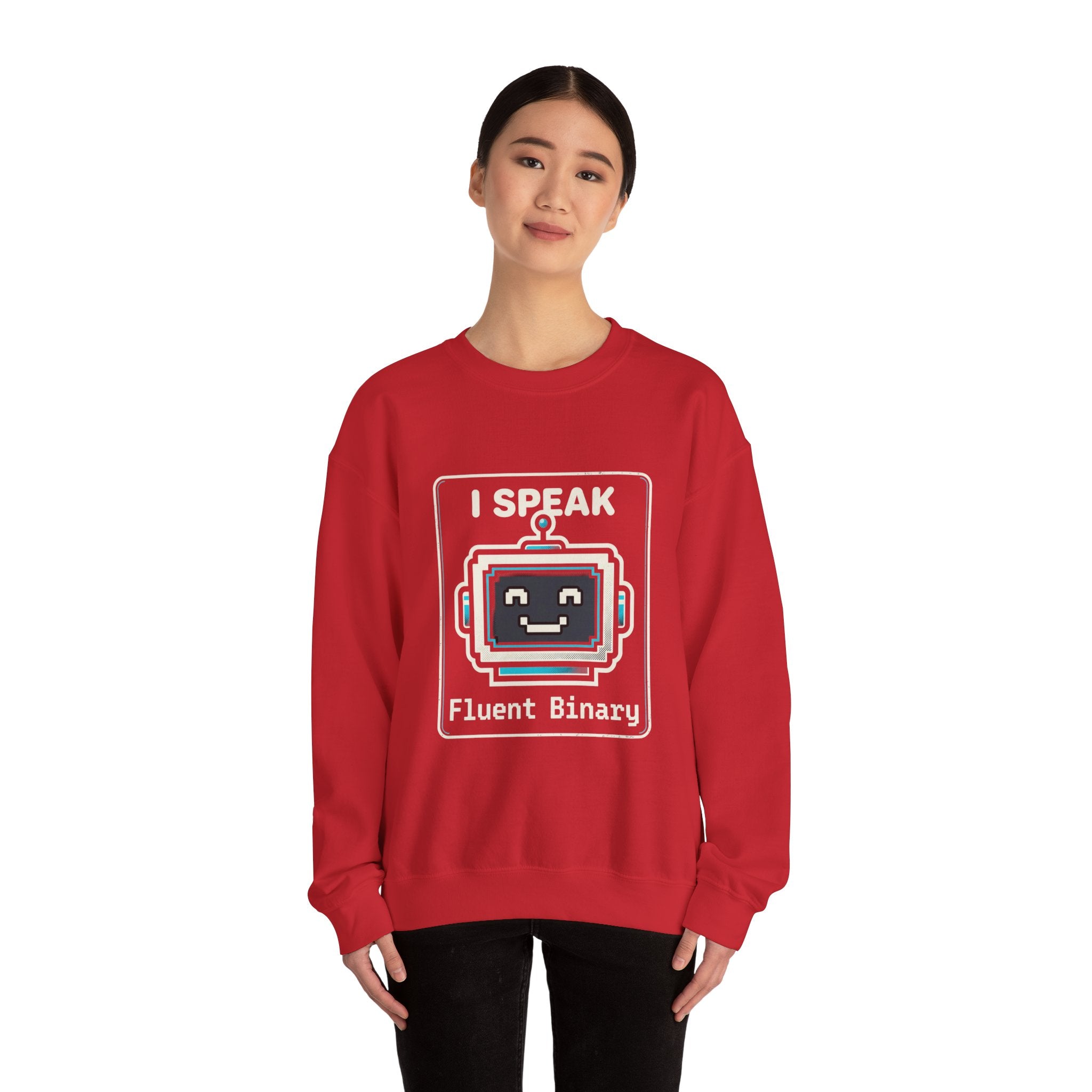 "I Speak Fluent Binary" Funny IT Crewneck Sweatshirt