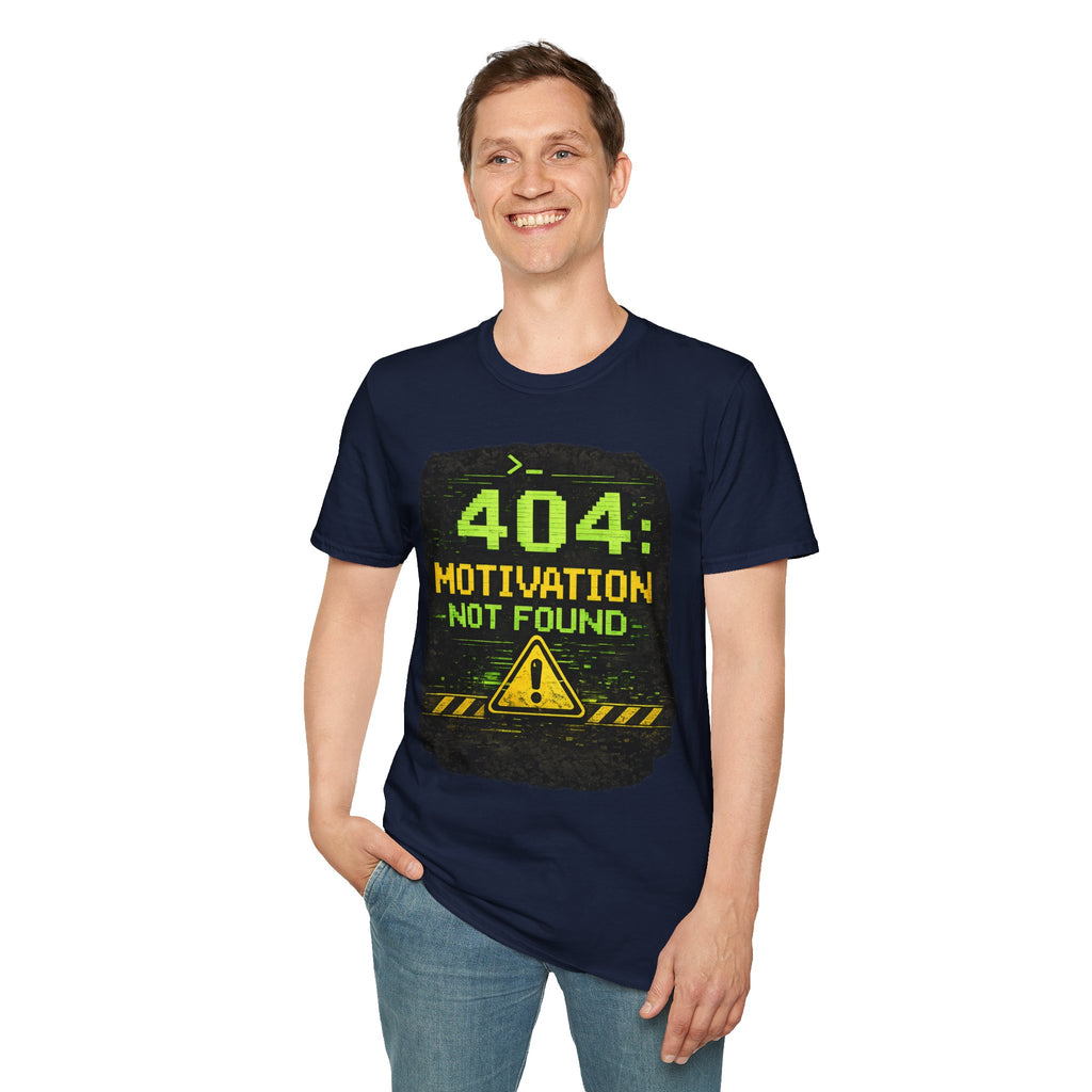 "404: Motivation Not Found" Funny IT Graphic Tee- Tech Humor T-Shirt