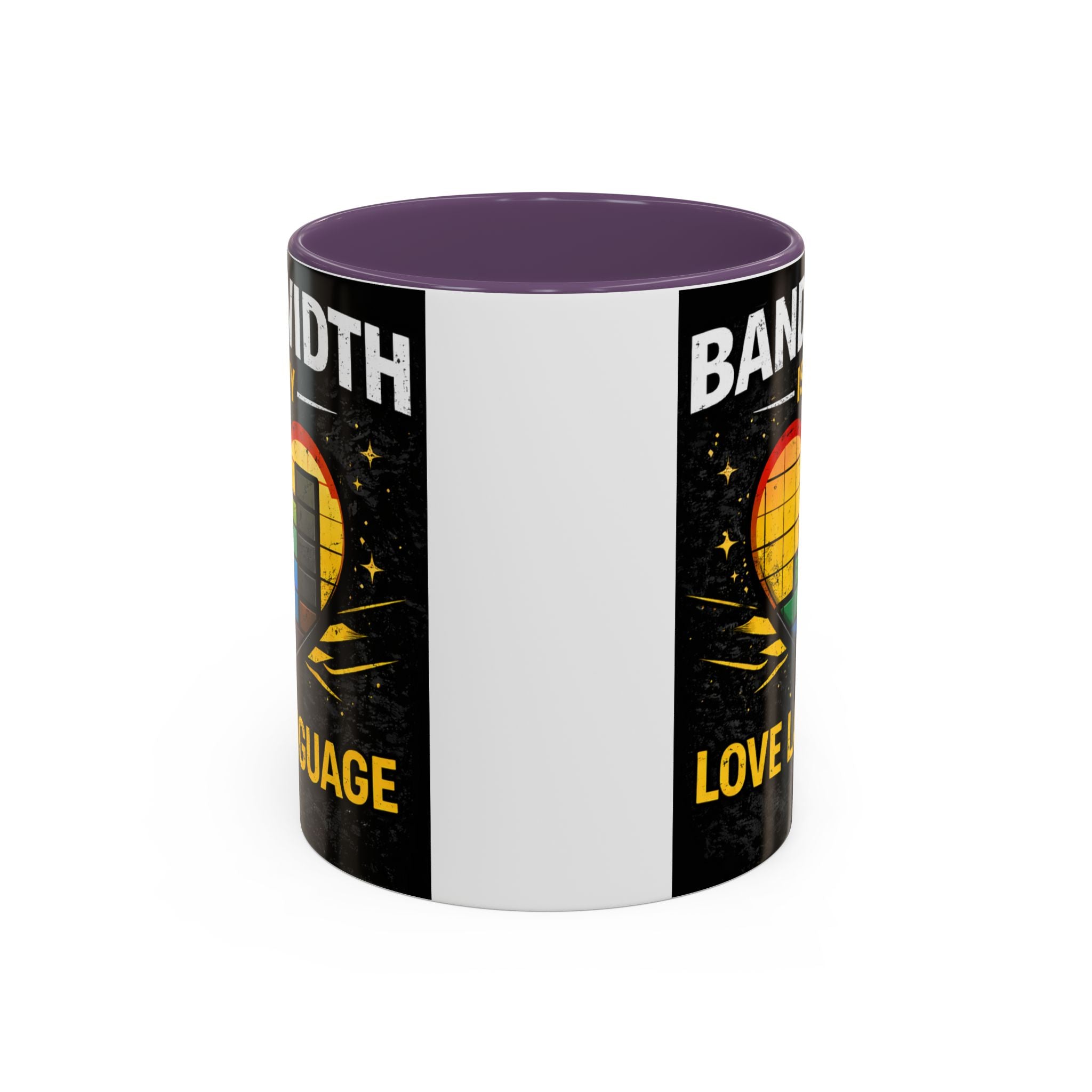 "Bandwidth is my Love Language" IT Humor Accent Coffee Mug (11, 15oz)