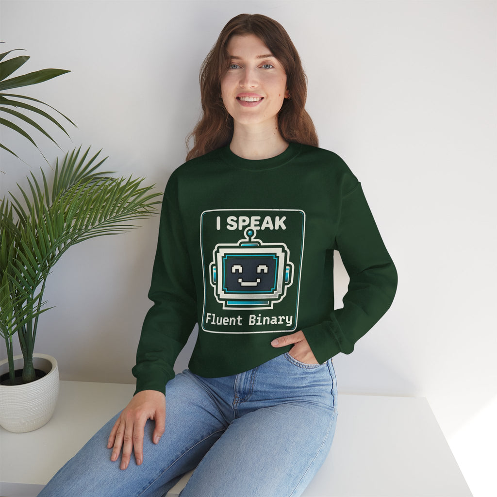 "I Speak Fluent Binary" Funny IT Crewneck Sweatshirt