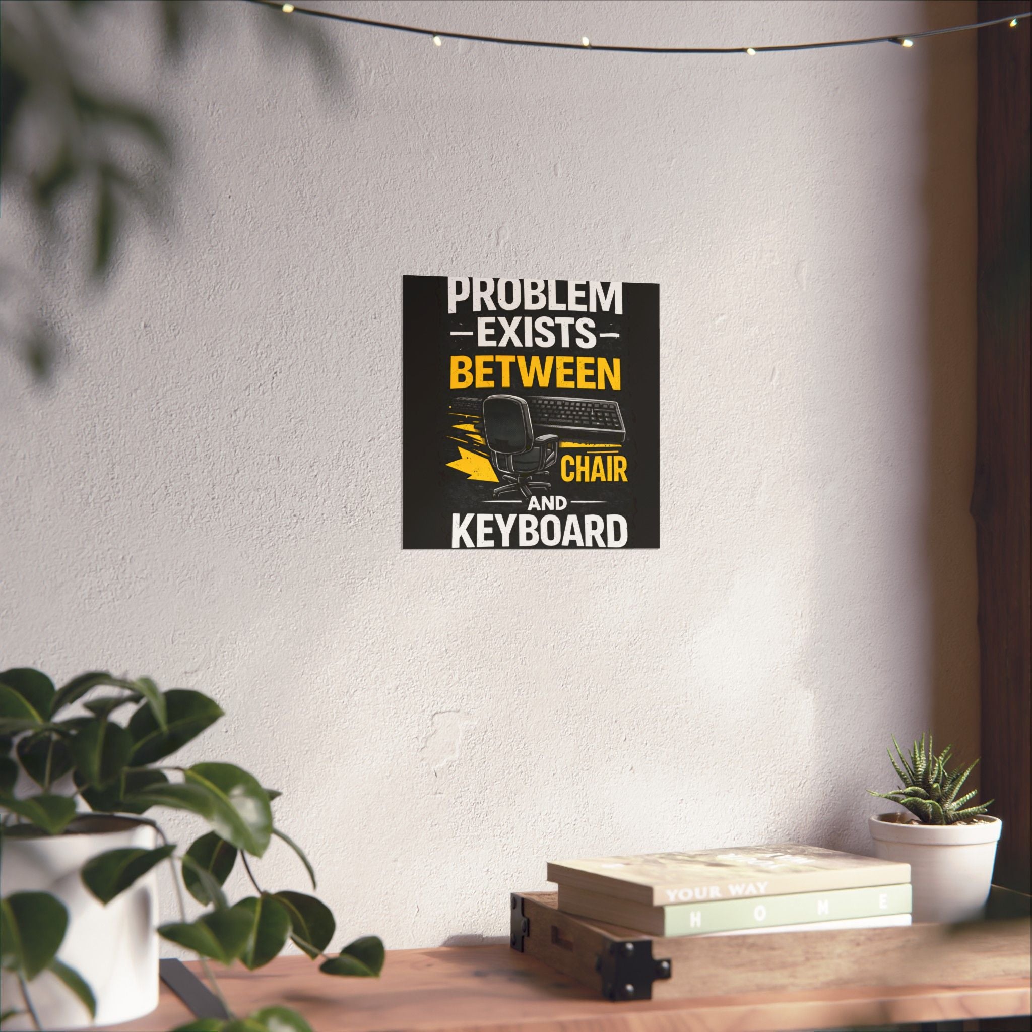 "Problem Exists Between Chair and Keyboard" Tech Humor Matte Poster — Funny IT Desk Office Wall Art