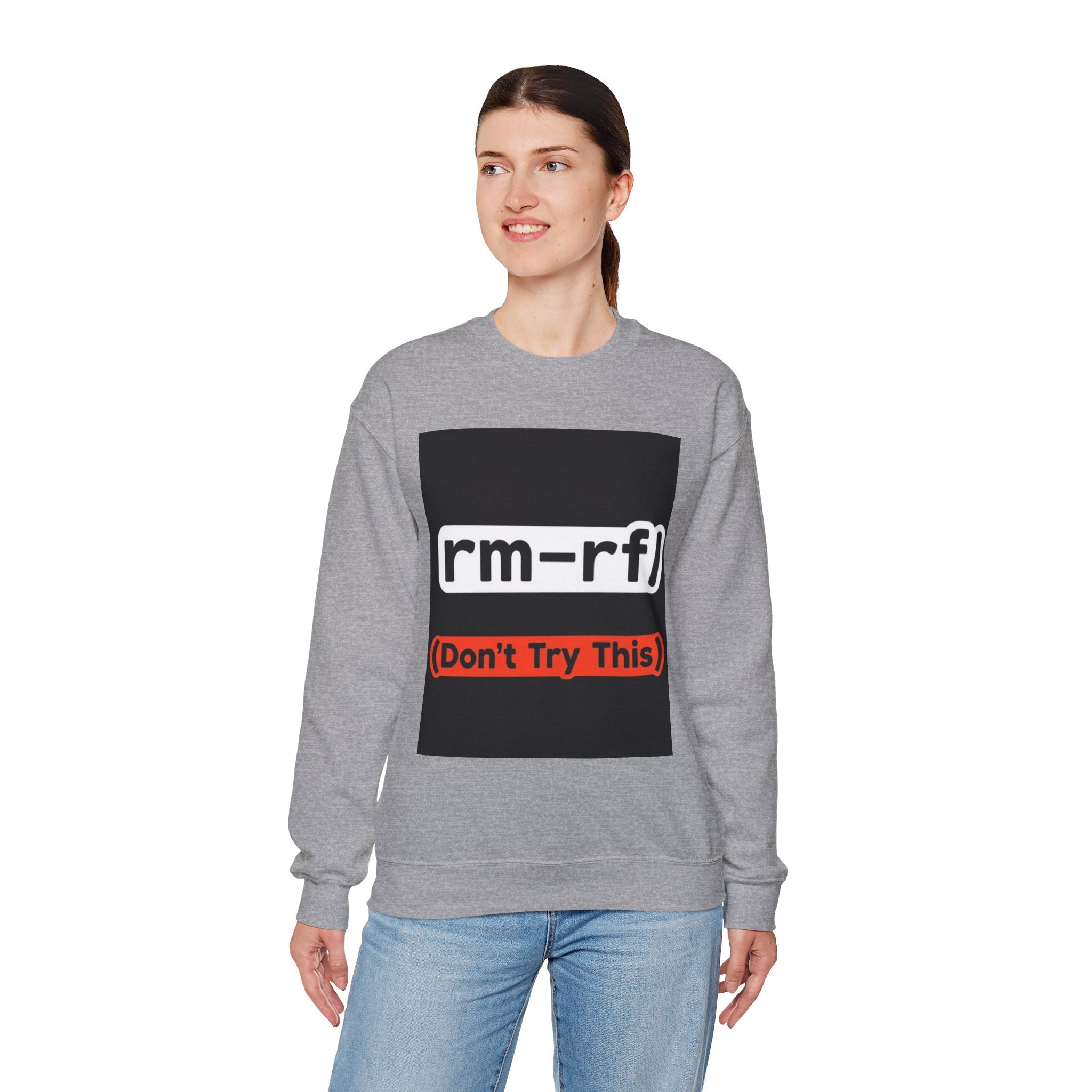 "rm -rf/ (Don't Try This)" — Funny Linux Command Crewneck Sweatshirt
