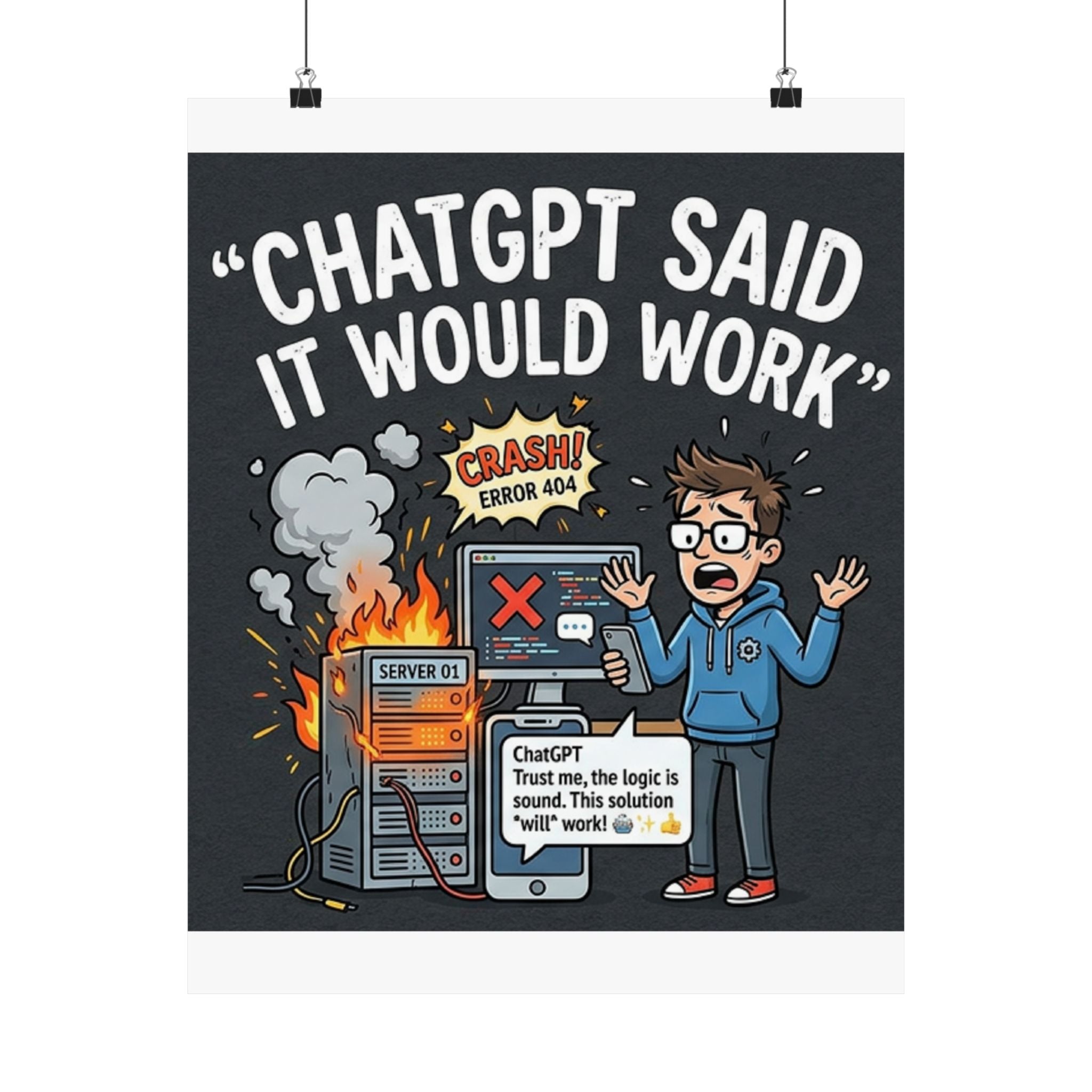 "ChatGPT Said It Would Work" Tech Humor Funny IT Matte Vertical Poster