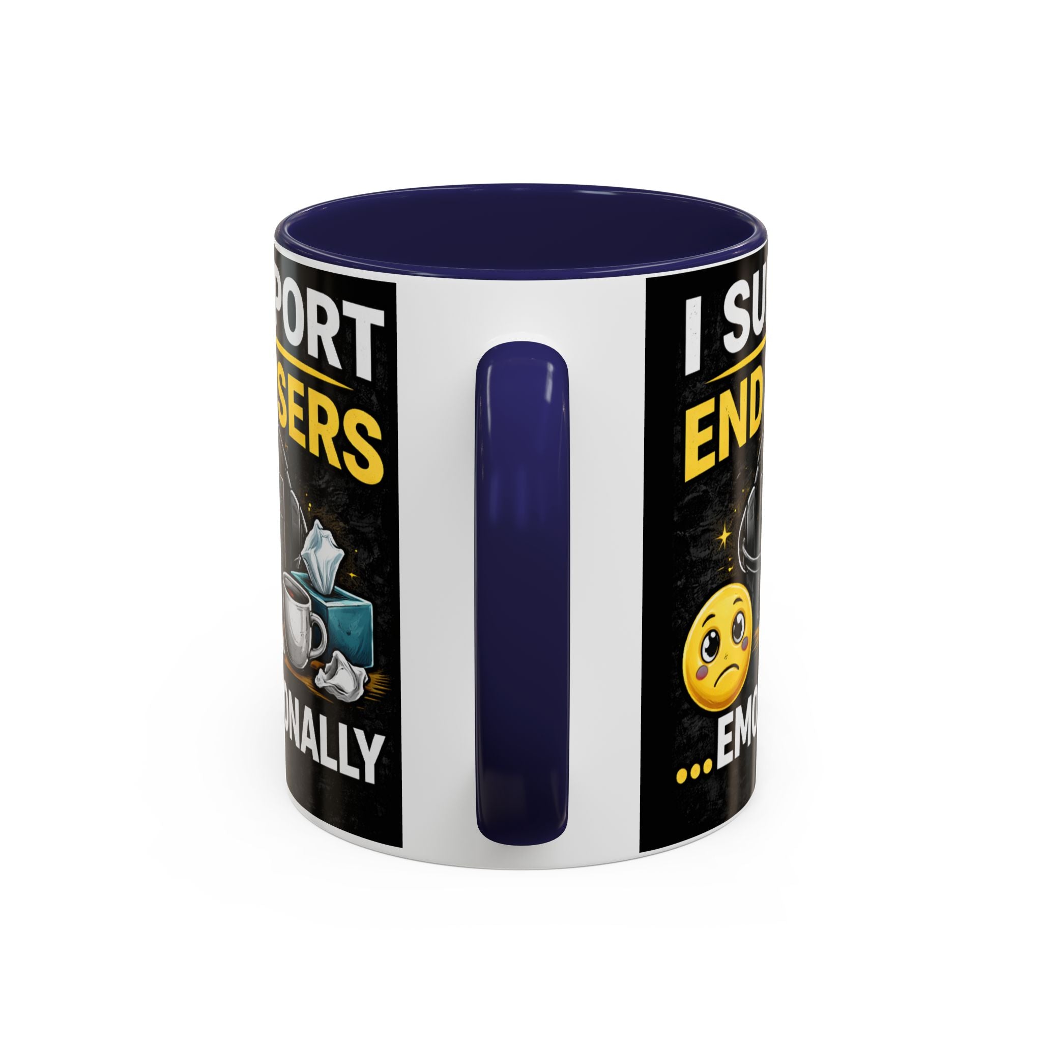 "I Support End Users, Emotionally" IT Humor Accent Coffee Mug (11, 15oz)