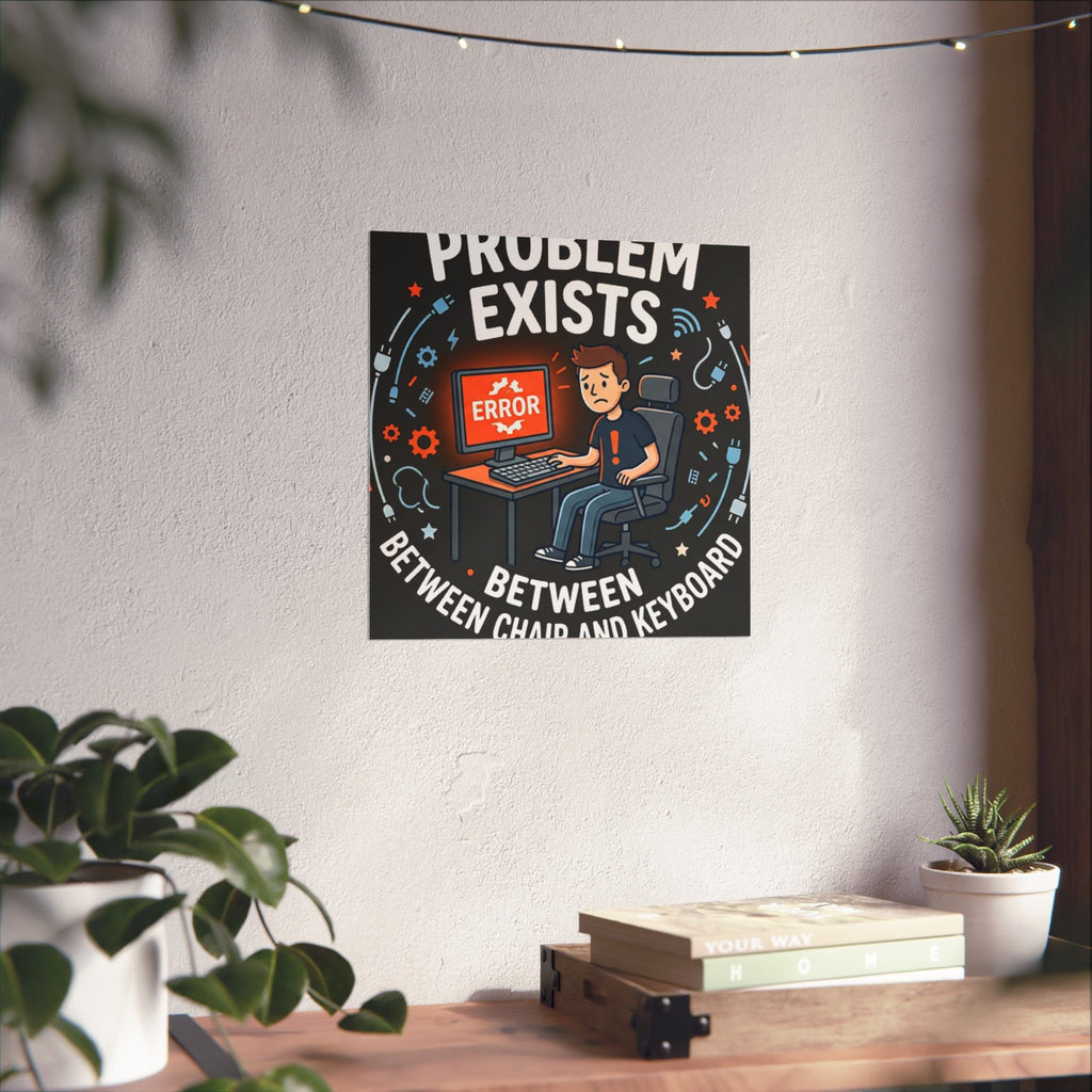 "Problem Exists Between Chair & Keyboard" Tech Humor Funny IT Matte Vertical Posters