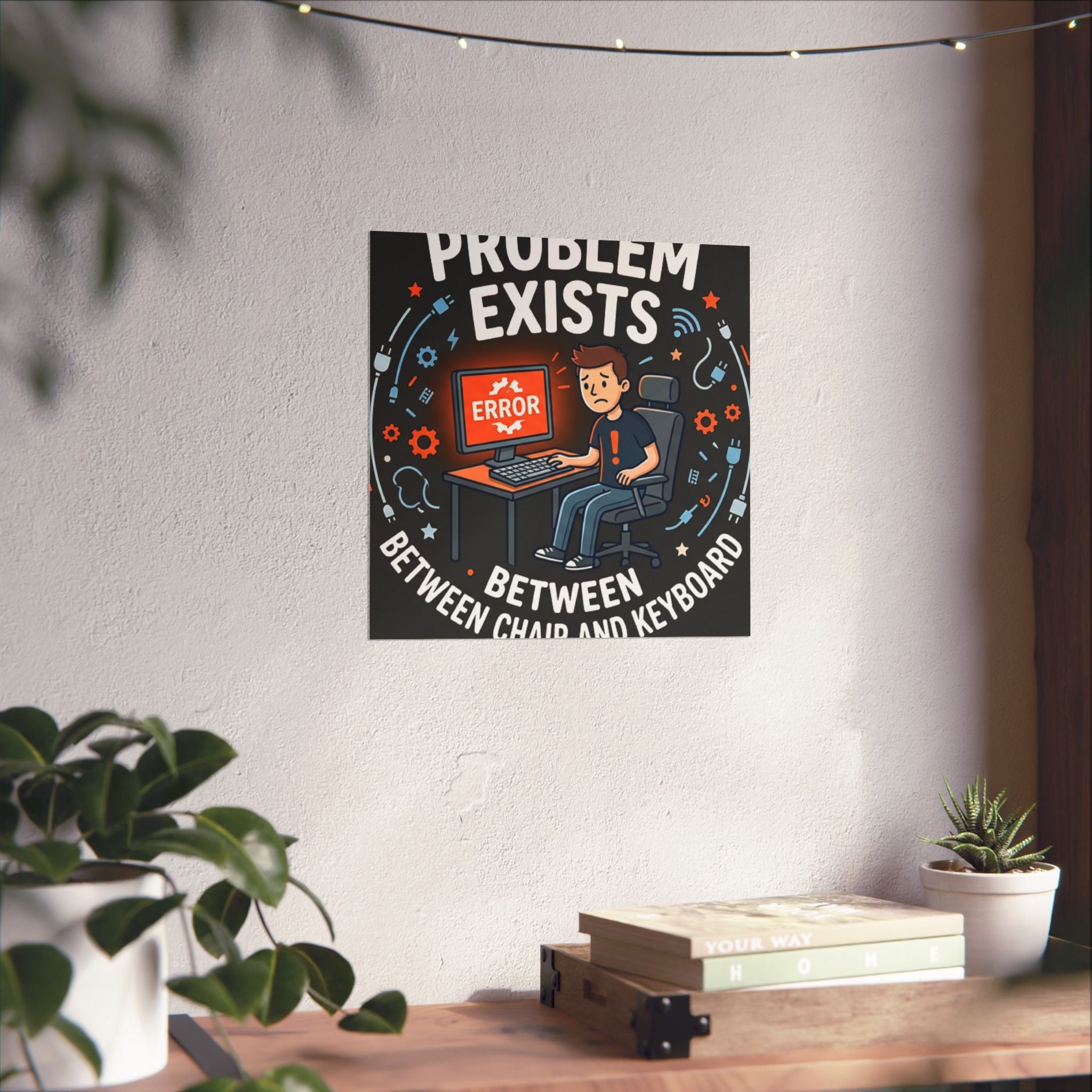 "Problem Exists Between Chair & Keyboard" Tech Humor Funny IT Matte Vertical Posters