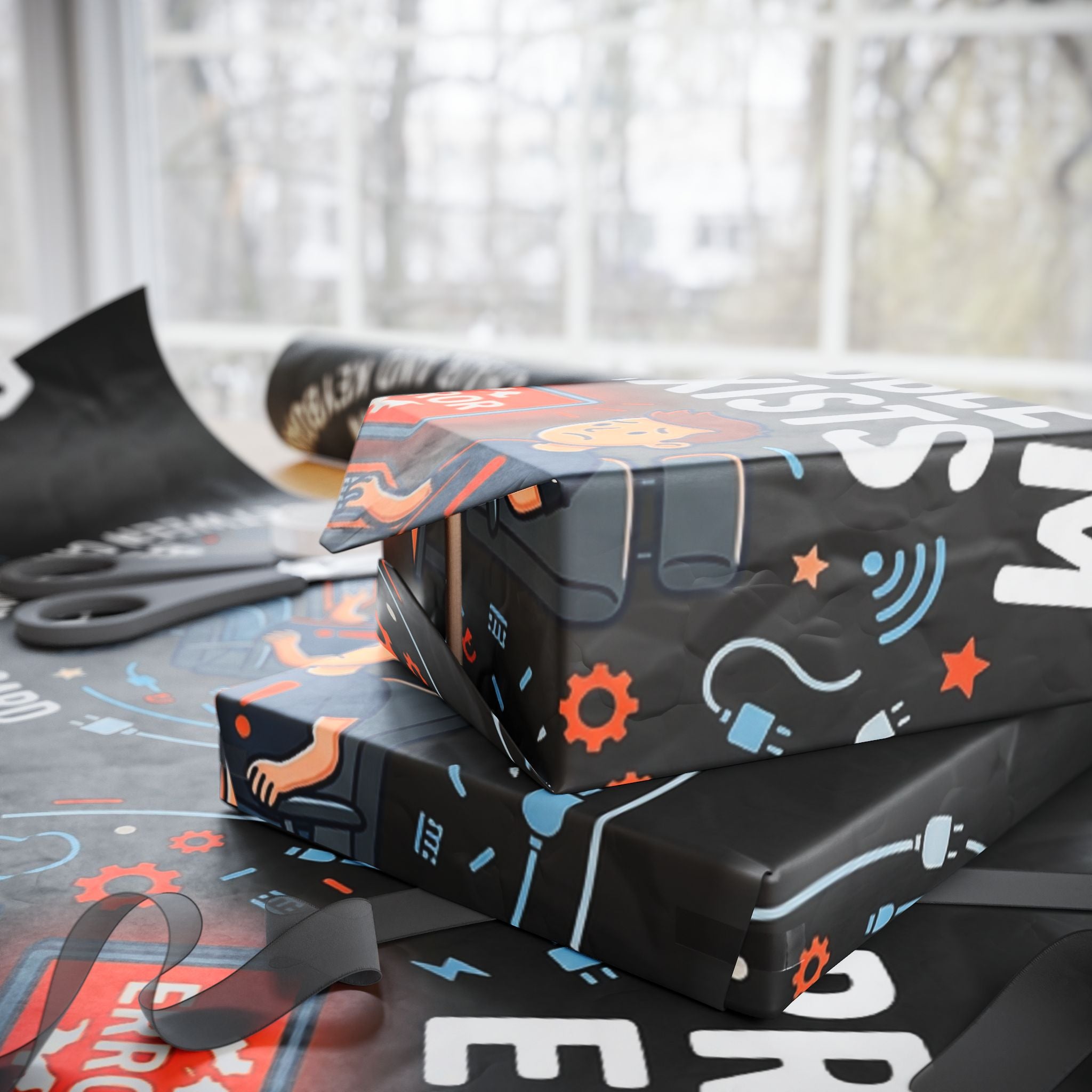 "Problem Exists Between Chair & Keyboard" Funny Tech Gift Wrap IT Humor Wrapping Paper