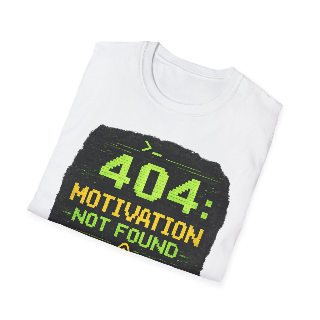 "404: Motivation Not Found" Funny IT Graphic Tee- Tech Humor T-Shirt