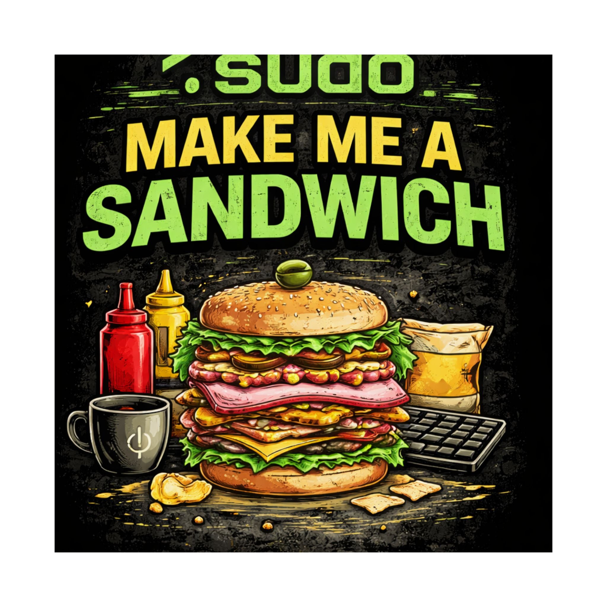 ">.Sudo Make Me A Sandwich" Geek Tech Humor Funny IT Matte Vertical Posters