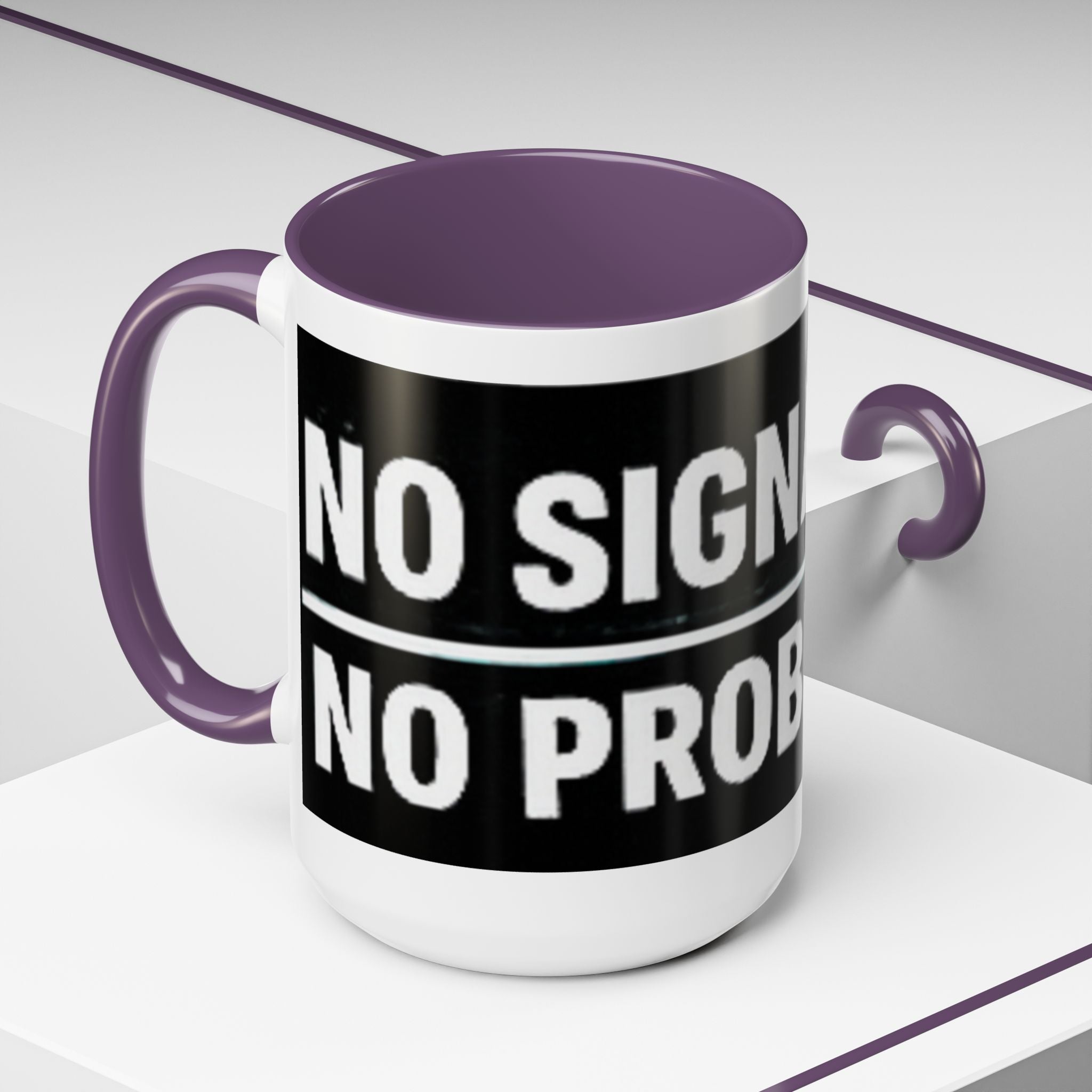 "No Signal No Problem" IT Humor Accent Coffee Mug (11, 15oz)