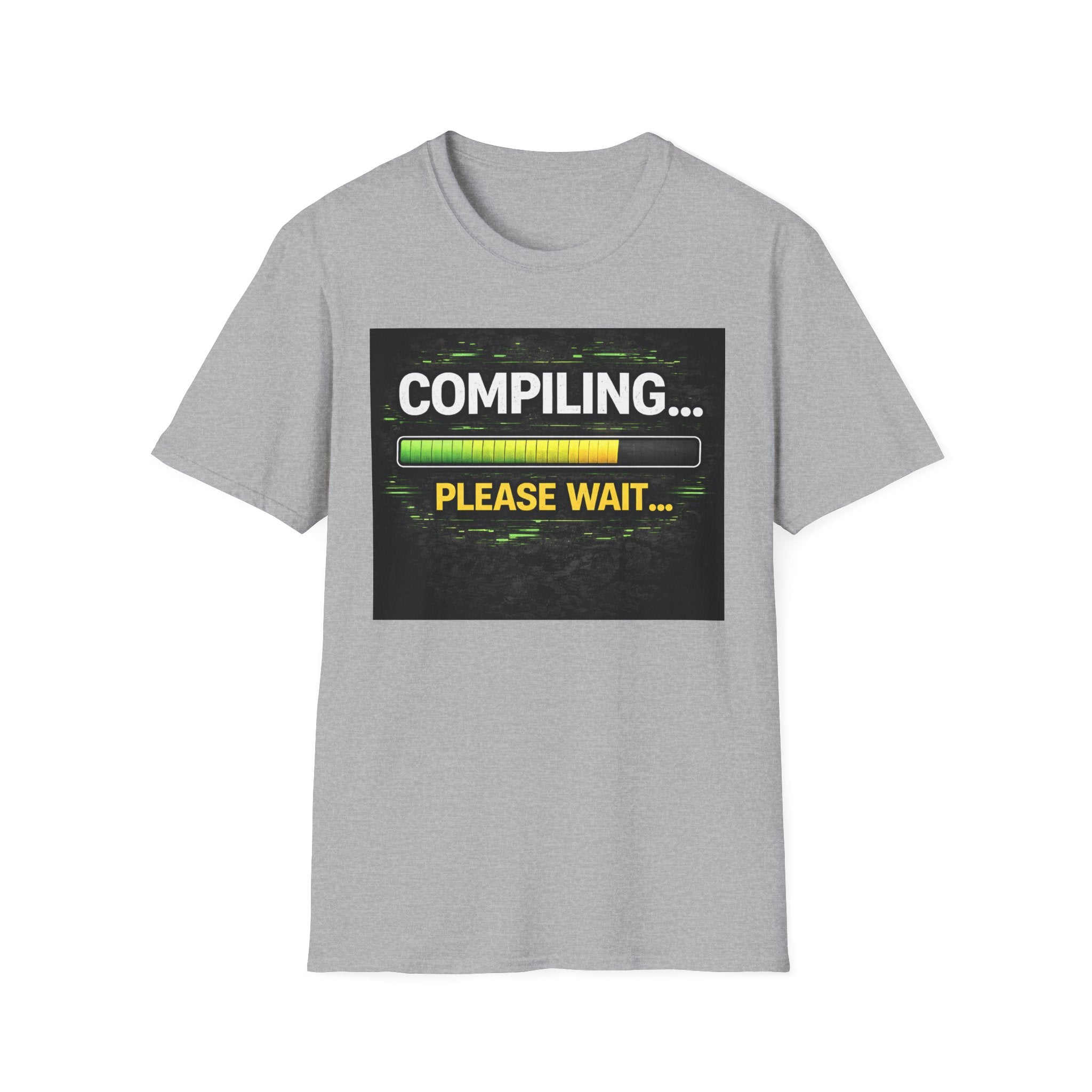 "Compiling... Please Wait" Programmer Loading Graphic Tee Funny IT Tech Humor T-Shirt