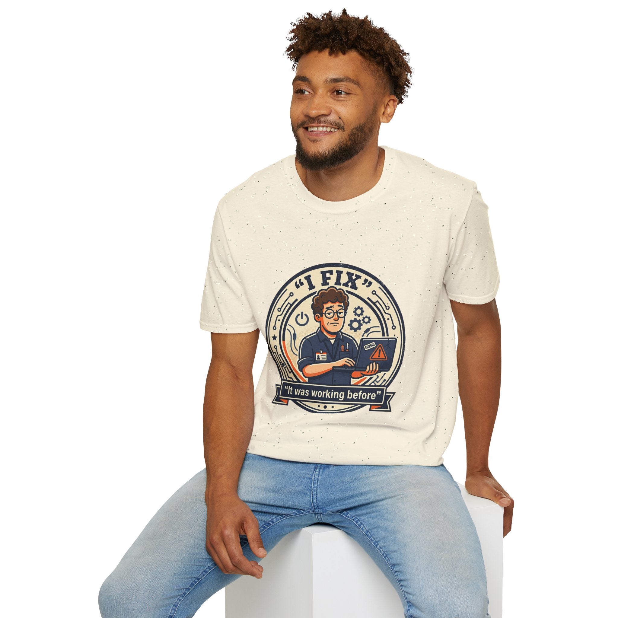 "I Fix: It Worked Before" Funny IT T-Shirt — Tech Support Humor Tee