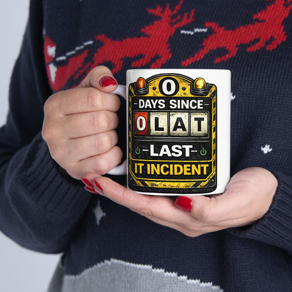 "0 days Since Last IT Incident" IT Humor Ceramic Mug, (11oz, 15oz)