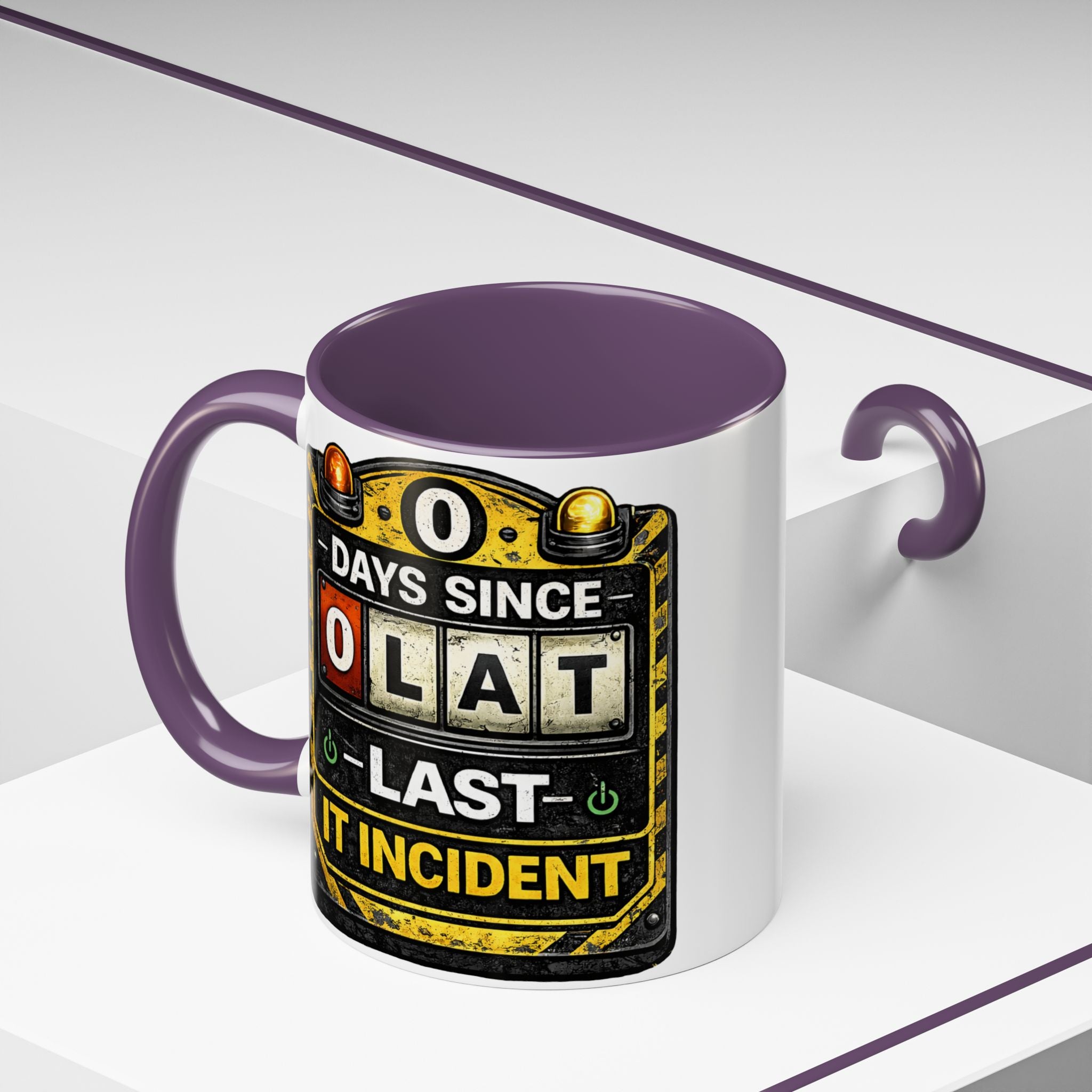 "0 Days Since Last IT Incident" IT Humor Accent Coffee Mug (11, 15oz)