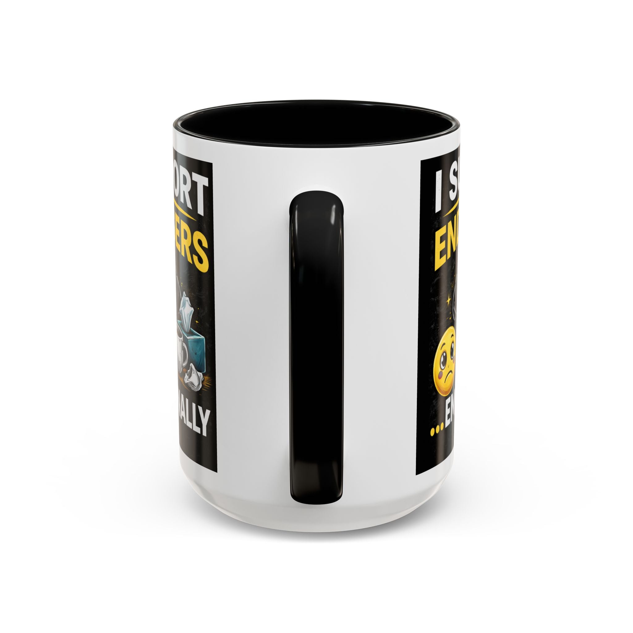 "I Support End Users, Emotionally" IT Humor Accent Coffee Mug (11, 15oz)