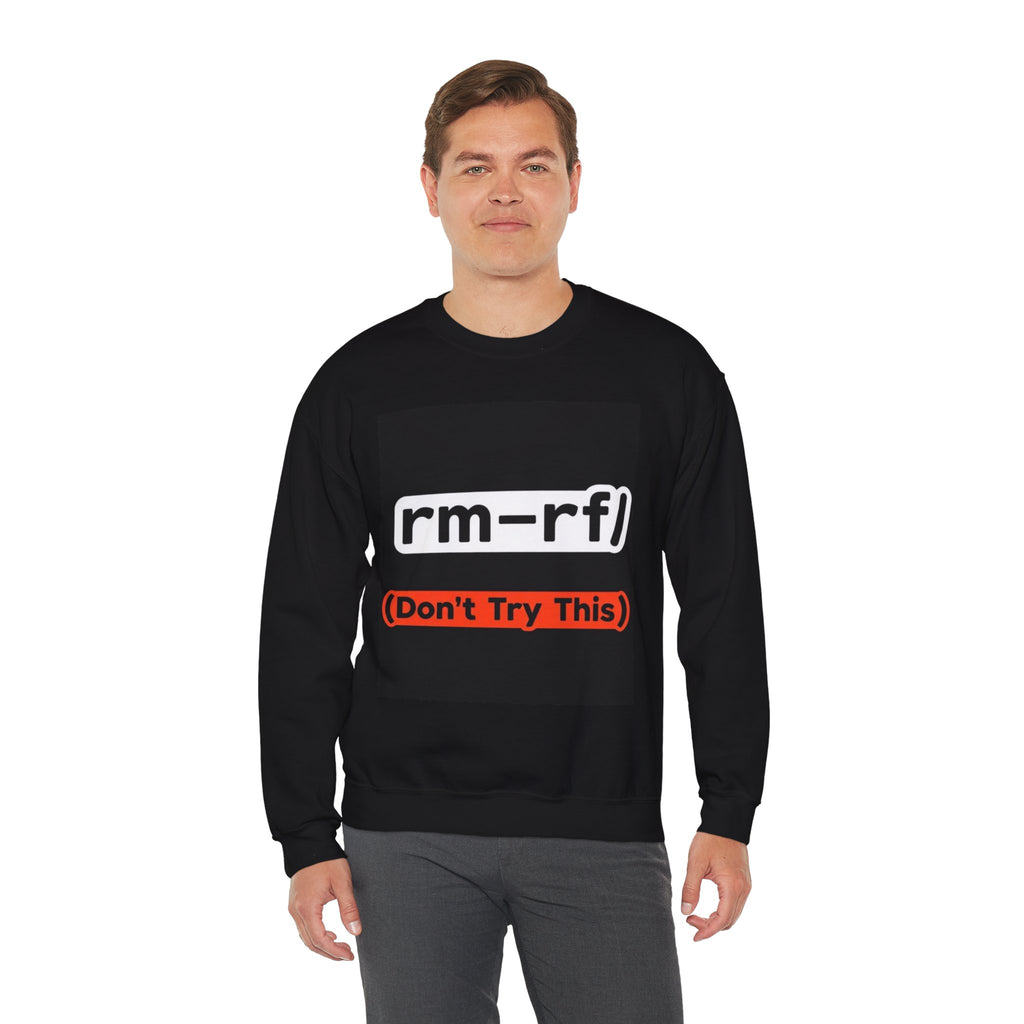"rm -rf/ (Don't Try This)" — Funny Linux Command Crewneck Sweatshirt