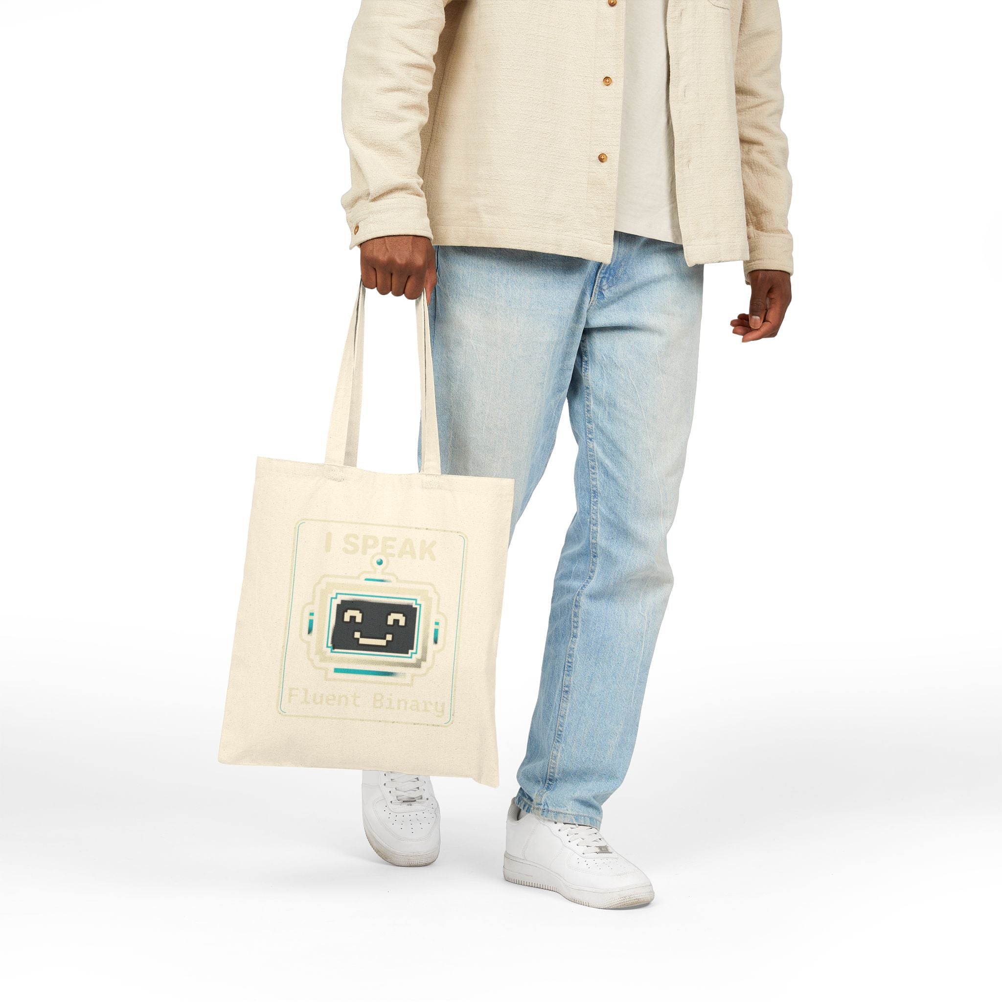"I Speak Fluent Binary" Geek Humor Funny IT Cotton Canvas Tote Bag