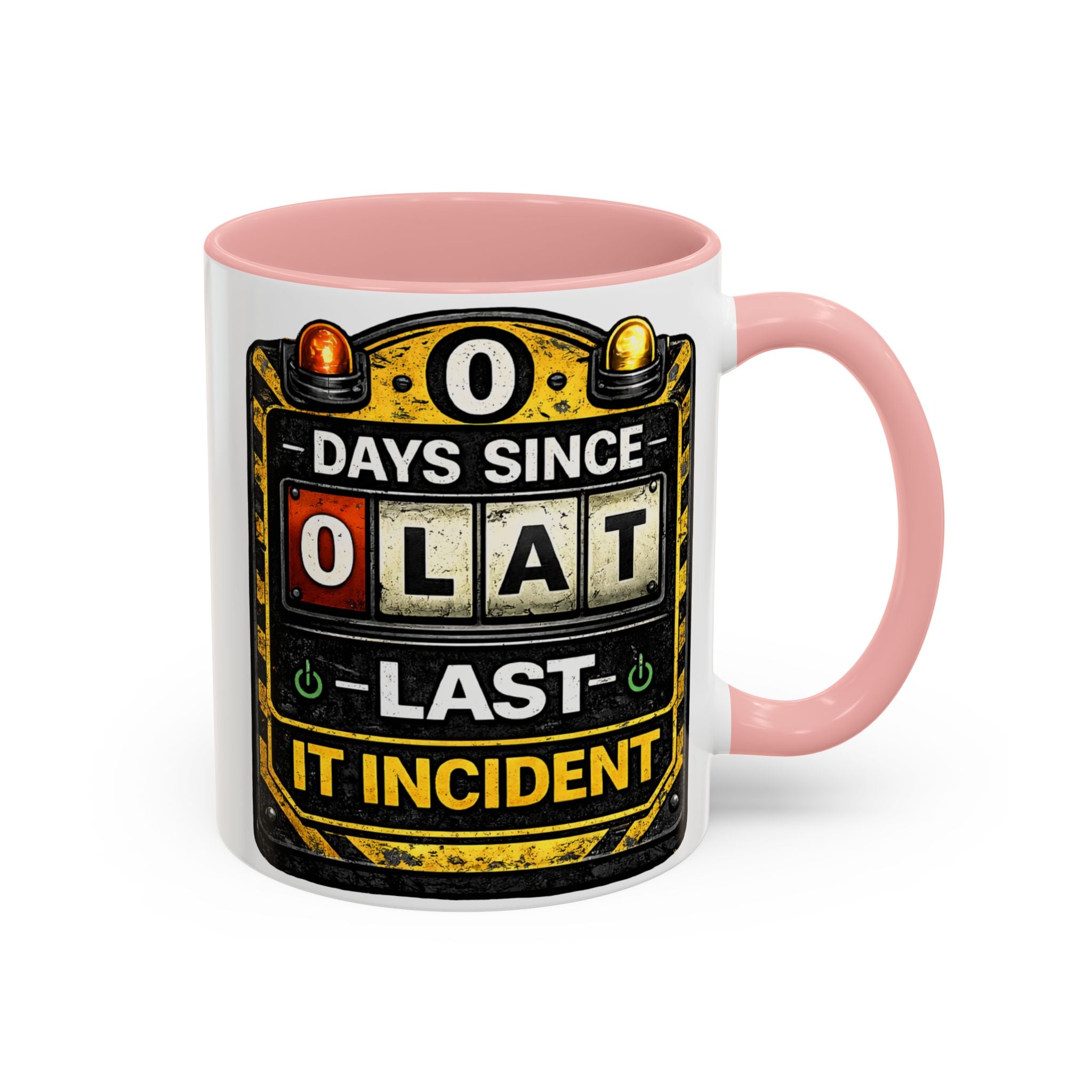 "0 Days Since Last IT Incident" IT Humor Accent Coffee Mug (11, 15oz)