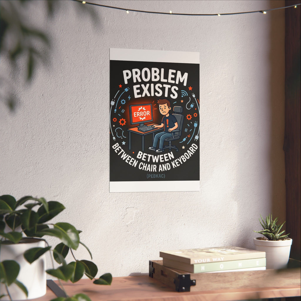 "Problem Exists Between Chair & Keyboard" Tech Humor Funny IT Matte Vertical Posters