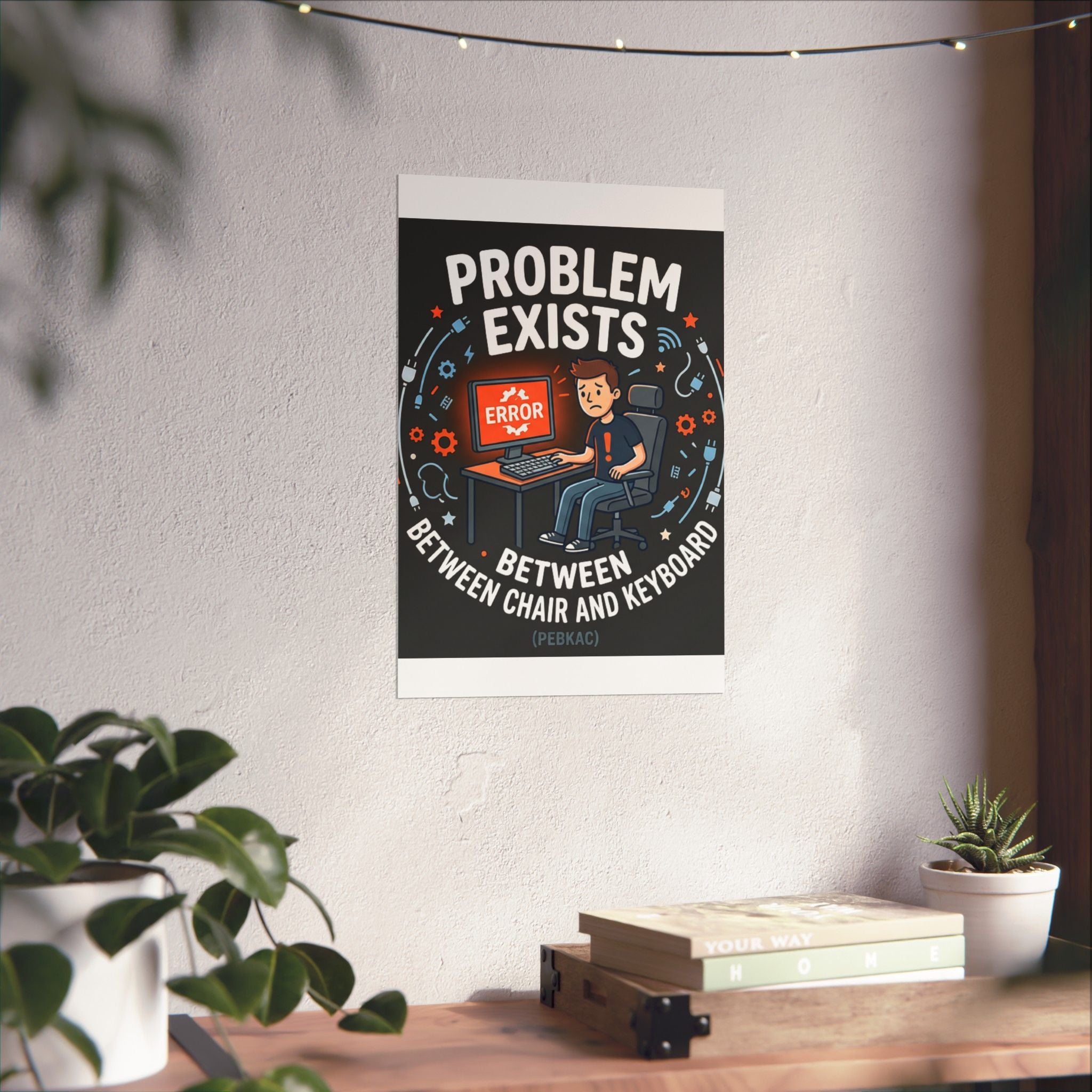 "Problem Exists Between Chair & Keyboard" Tech Humor Funny IT Matte Vertical Posters