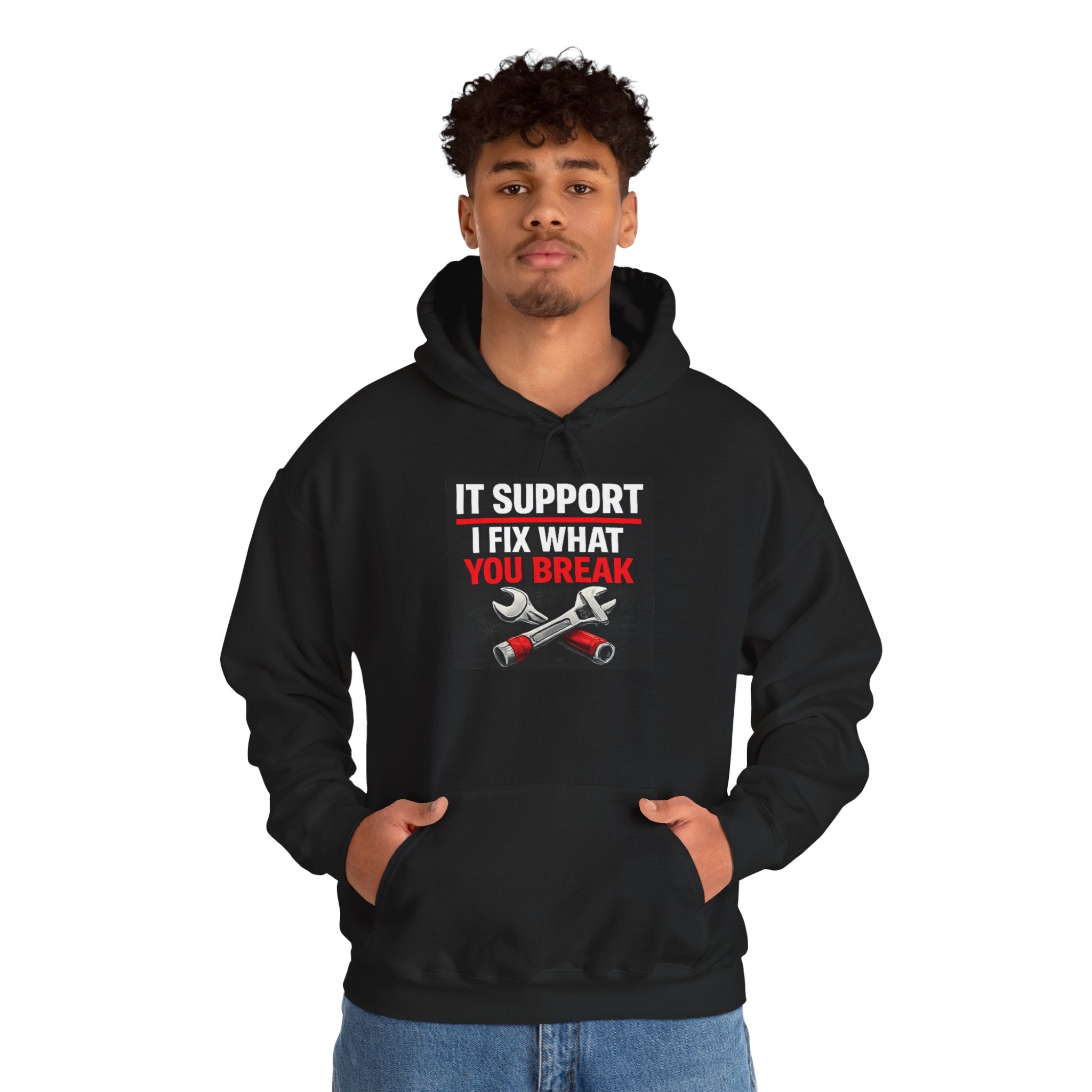 "IT Support: I Fix What You Break" Tech Humor Unisex Heavy Blend™ Hoodie