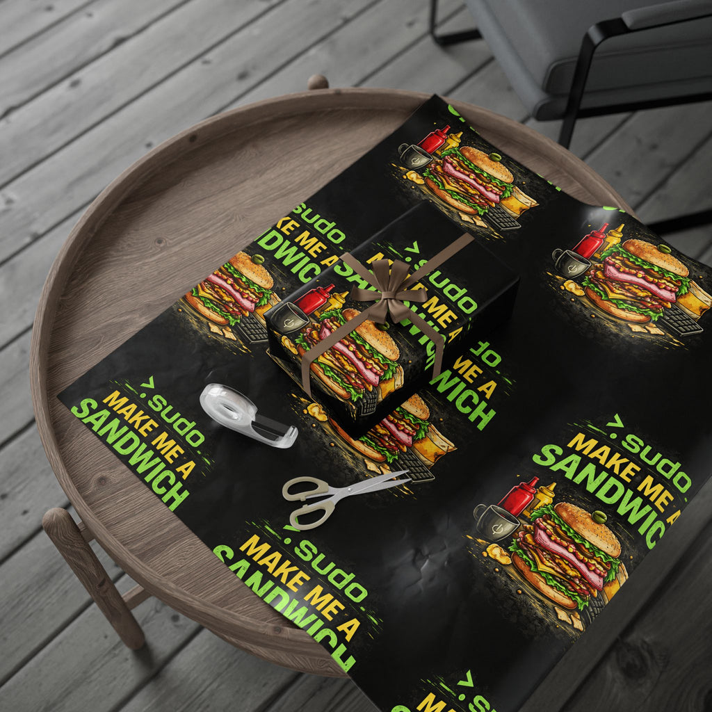 ">.Sudo Make Me ASandwich" Funny IT Wrapping Paper – Funny Tech Gift Wrap