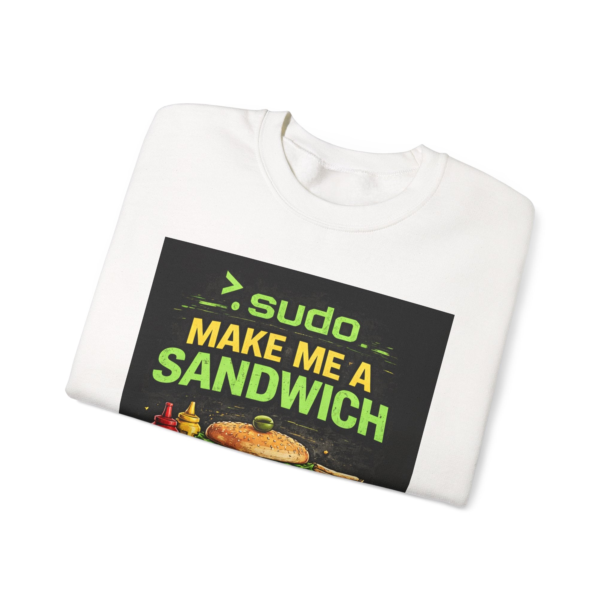 Tech Humor Sweatshirt - ">. sudo make me a sandwich" Graphic Crewneck