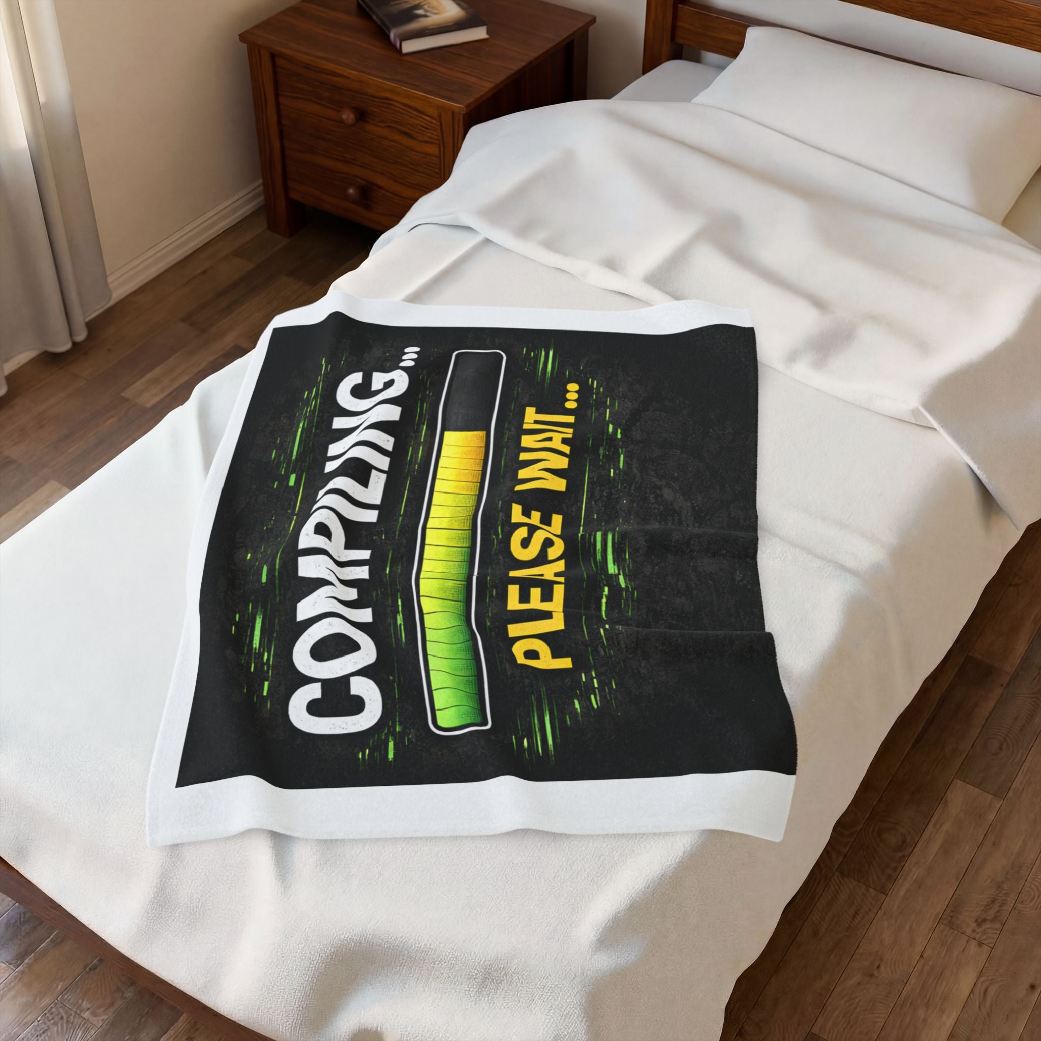 "Compiling... Please Wait" Geek Humor Funny IT Velveteen Plush Blanket