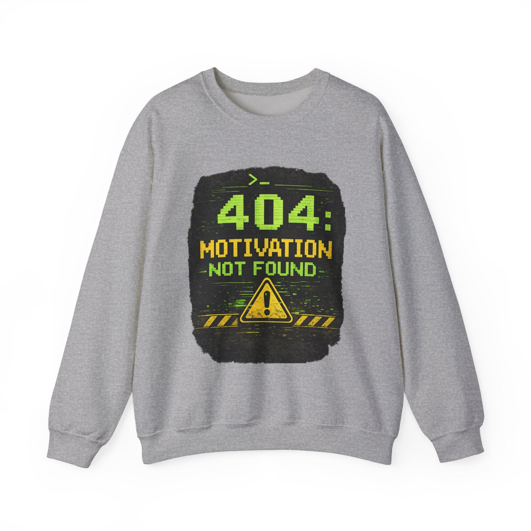 "404: Motivation Not Found" Funny Tech Graphic Crewneck Sweatshirt