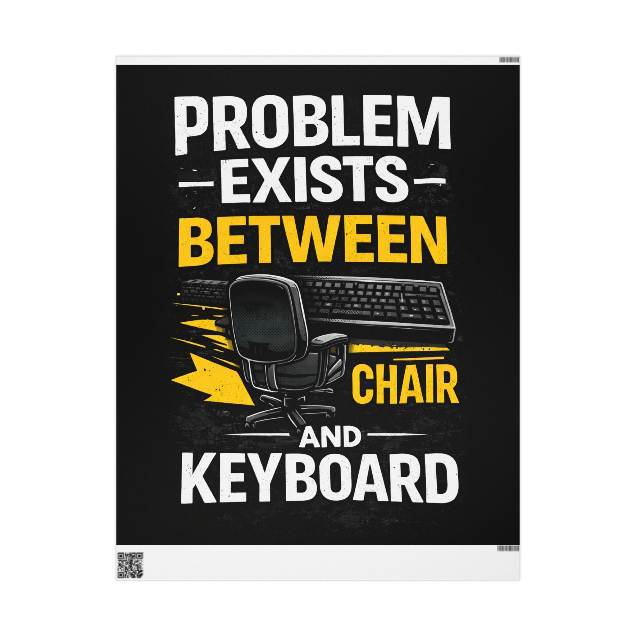 "Problem Exists Between Chair & Keyboard" Funny IT Holiday Gift Wrap Funny Gamer Wrapping Paper