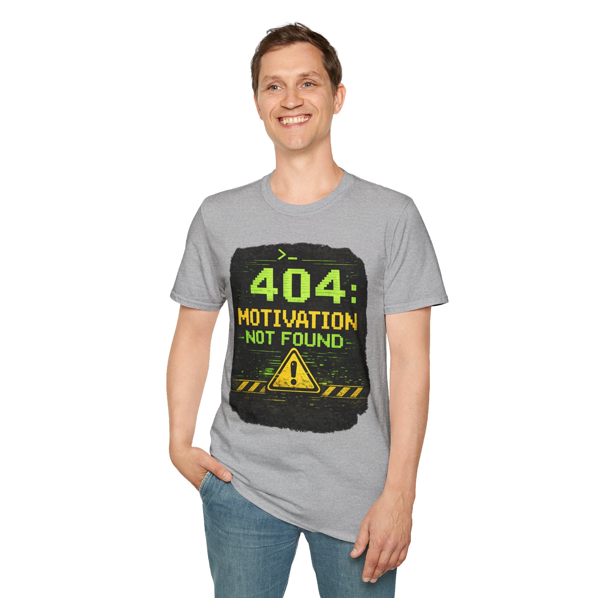 "404: Motivation Not Found" Funny IT Graphic Tee- Tech Humor T-Shirt