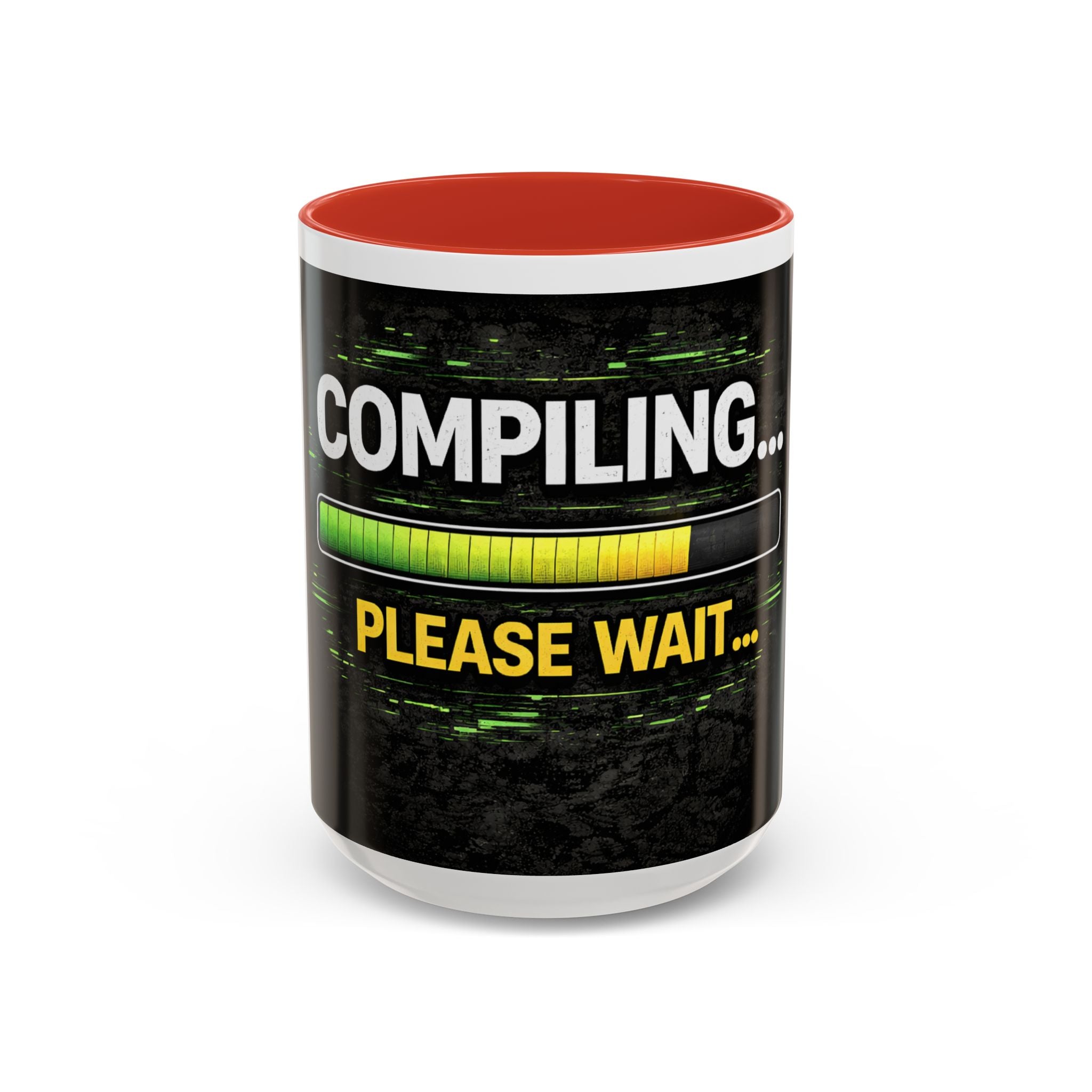"Compiling, Please Wait" IT Humor Accent Coffee Mug (11, 15oz)