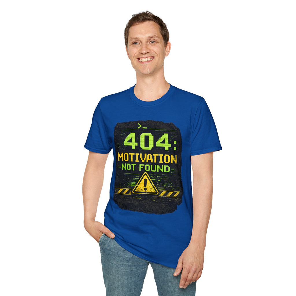 "404: Motivation Not Found" Funny IT Graphic Tee- Tech Humor T-Shirt