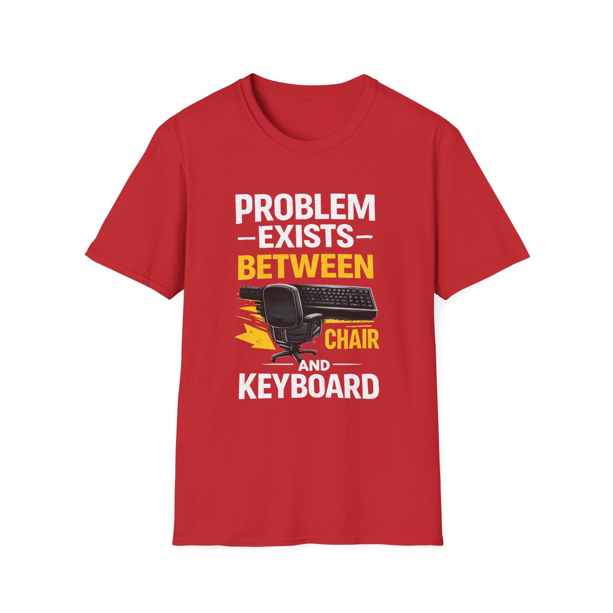 "Problem Exists Between Chair and Keyboard" Tech Humor T-Shirt — Funny Gamer/IT Tee