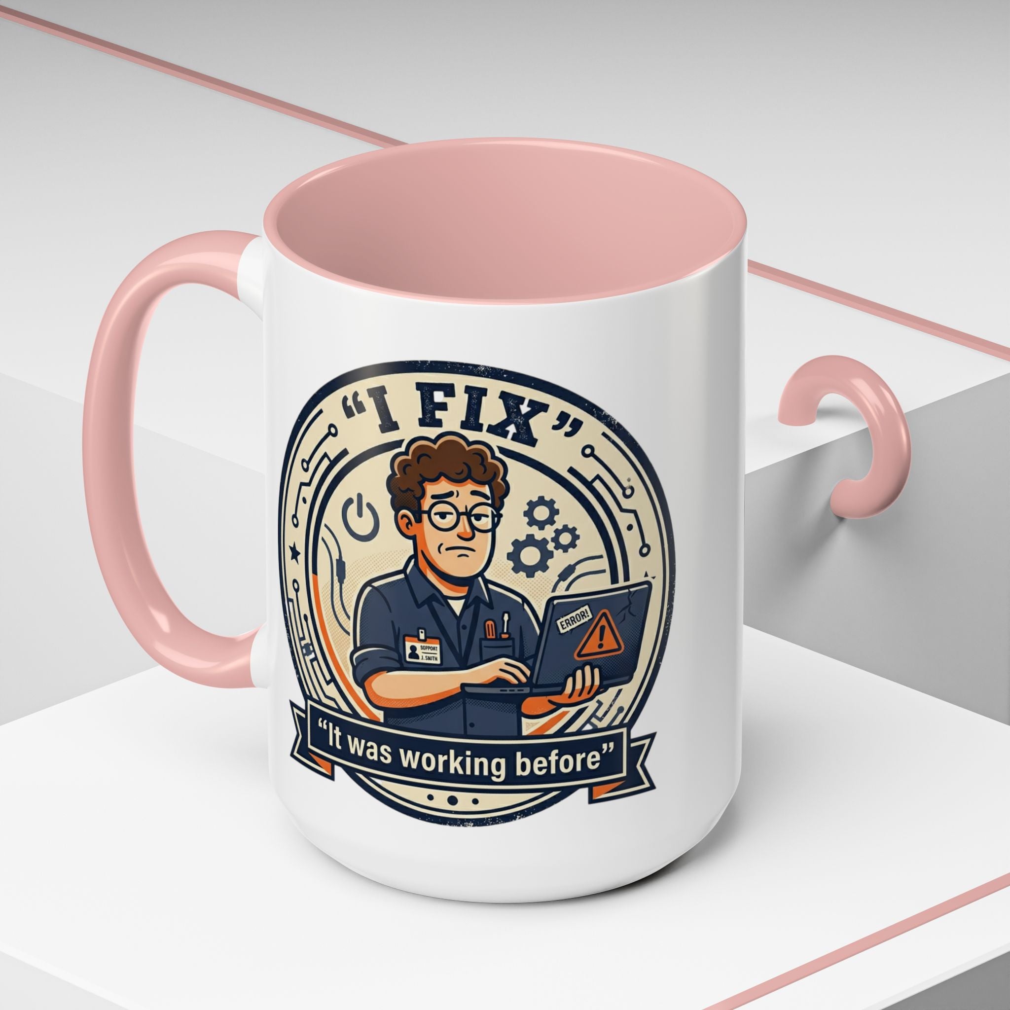 "I Fix: It Was Working Before" IT Humor Accent Coffee Mug (11, 15oz)