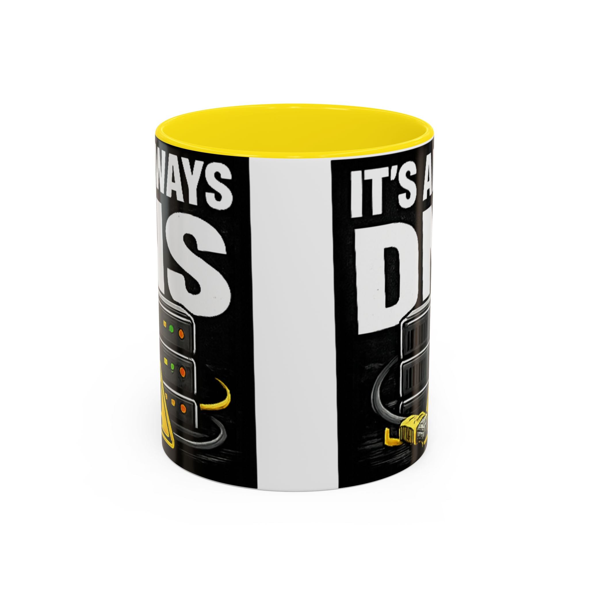 "It's Always DNS" IT Humor Accent Coffee Mug (11, 15oz)
