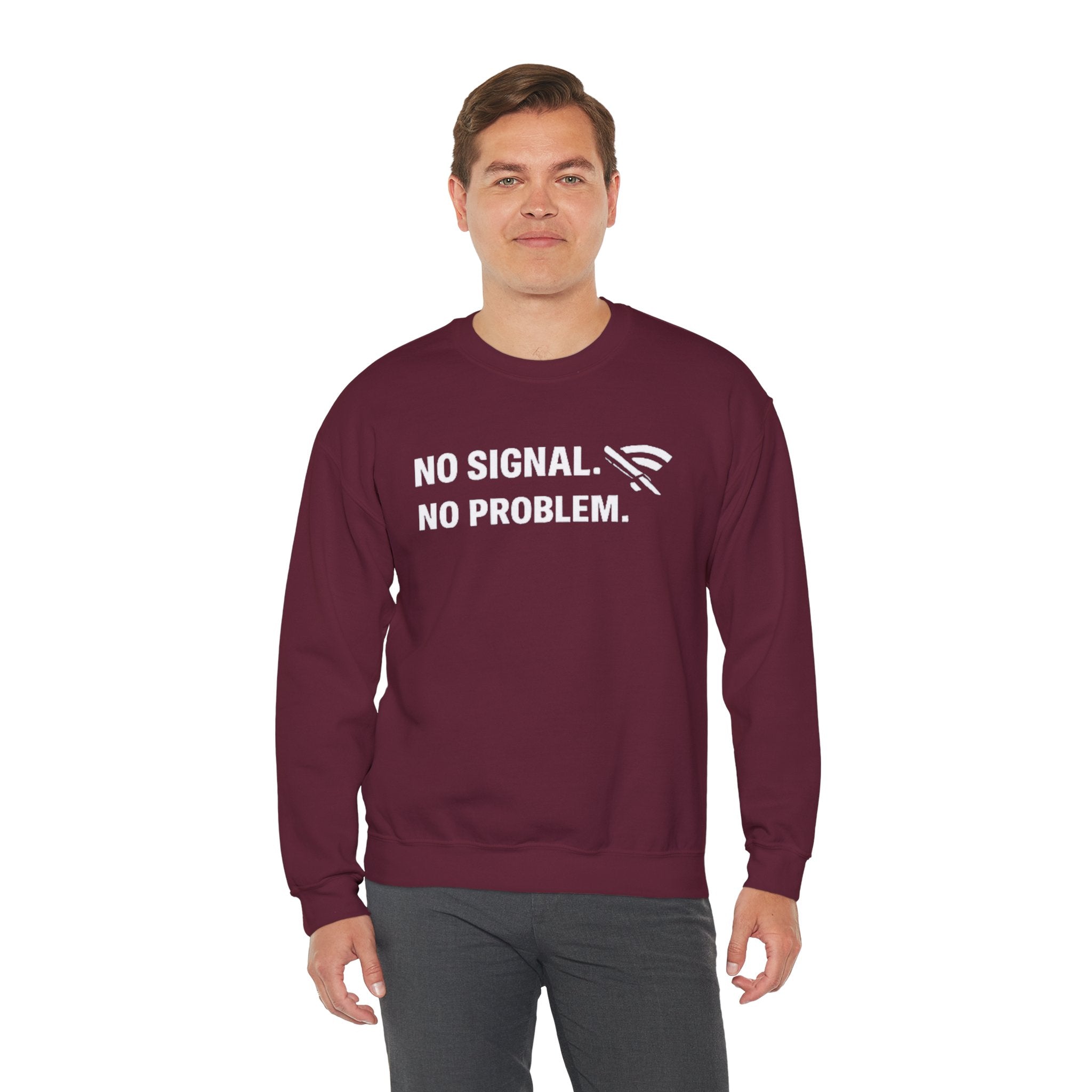 "No Signal, No Problem" Unisex Heavy Blend™ Tech Humor Crewneck Sweatshirt