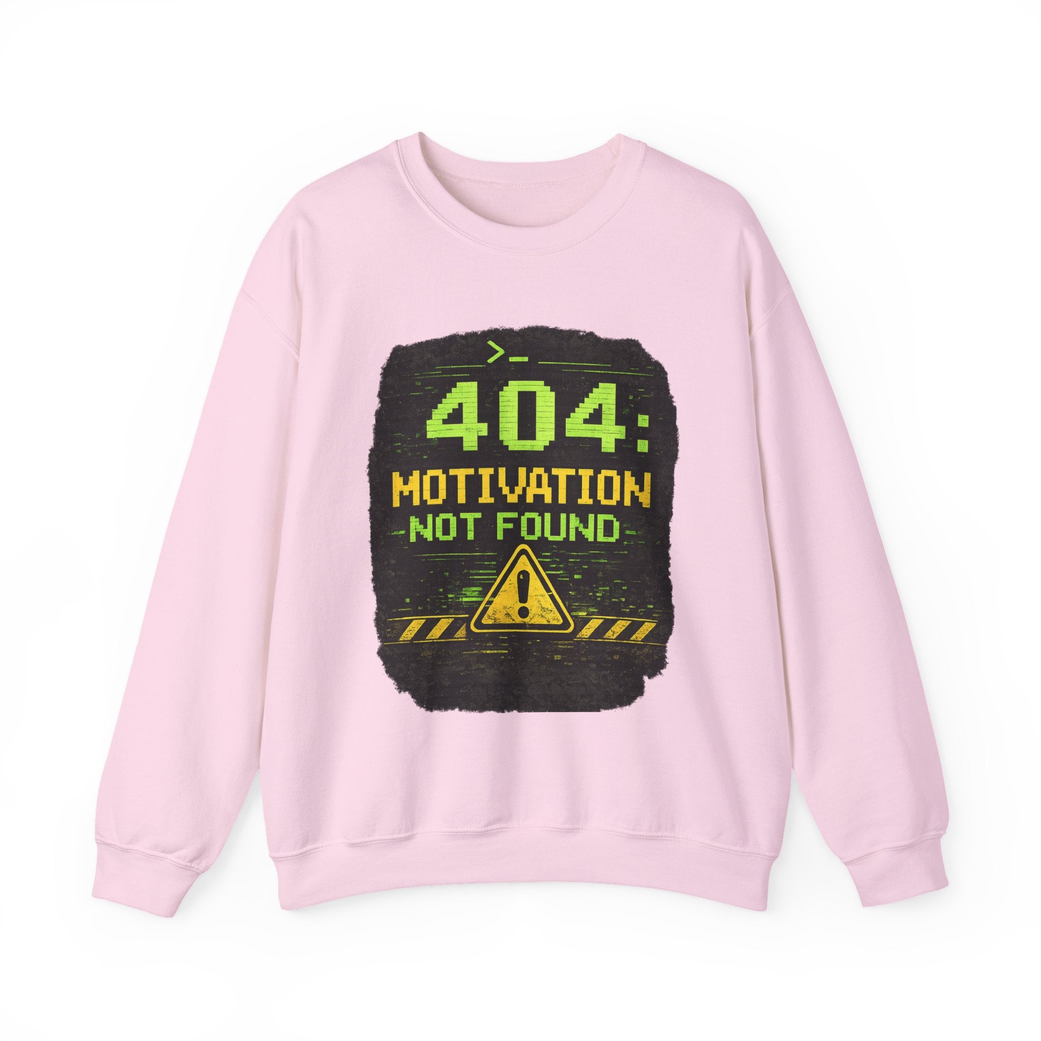 "404: Motivation Not Found" Funny Tech Graphic Crewneck Sweatshirt