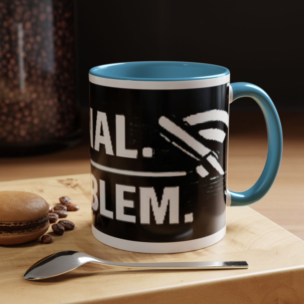 "No Signal No Problem" IT Humor Accent Coffee Mug (11, 15oz)