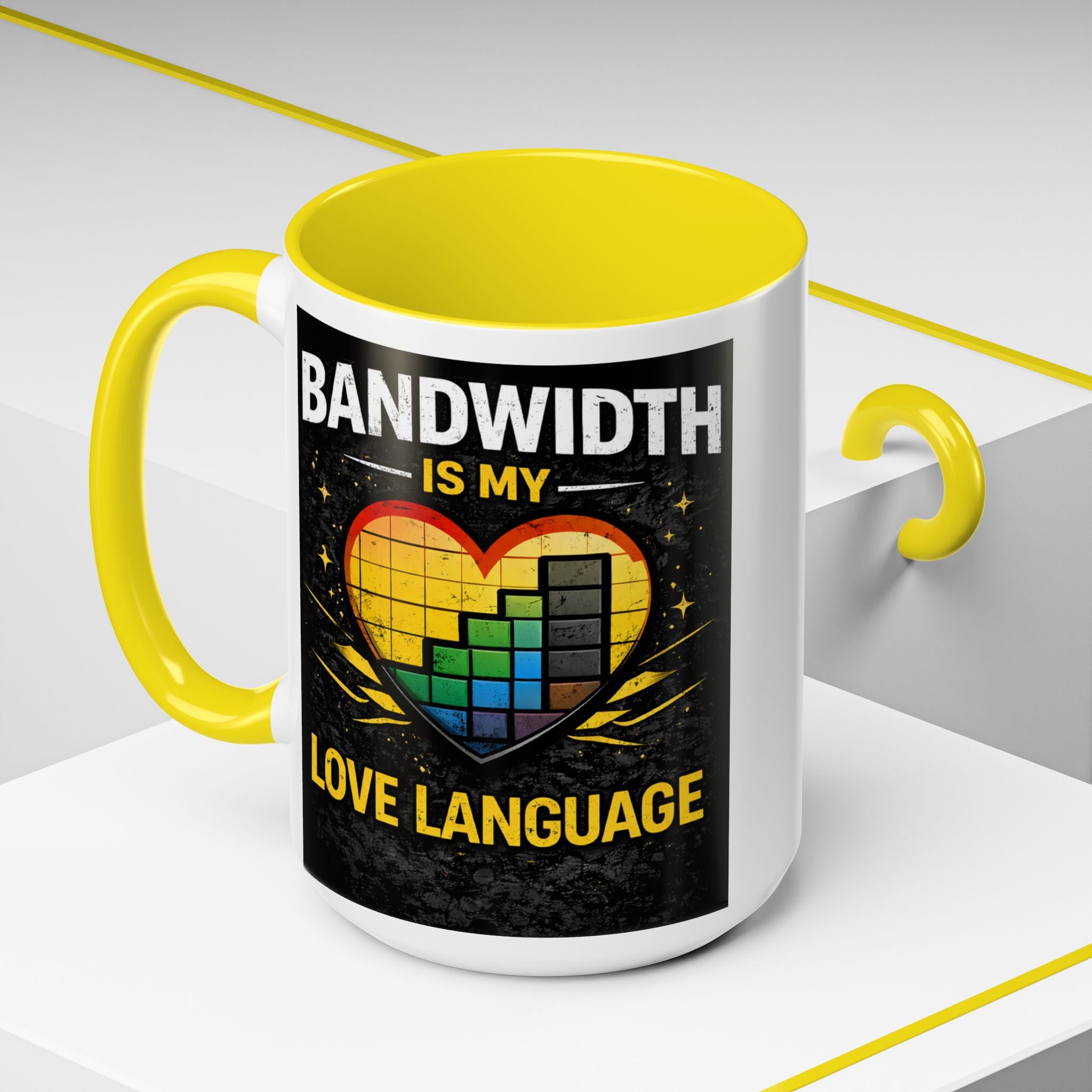 "Bandwidth is my Love Language" IT Humor Accent Coffee Mug (11, 15oz)