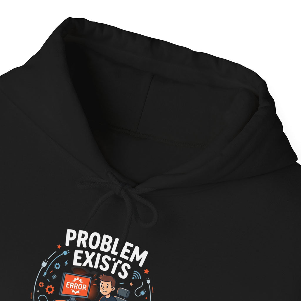 "Problem Exists Between the Chair & Keyboard" Tech Humor Graphic Hoodie