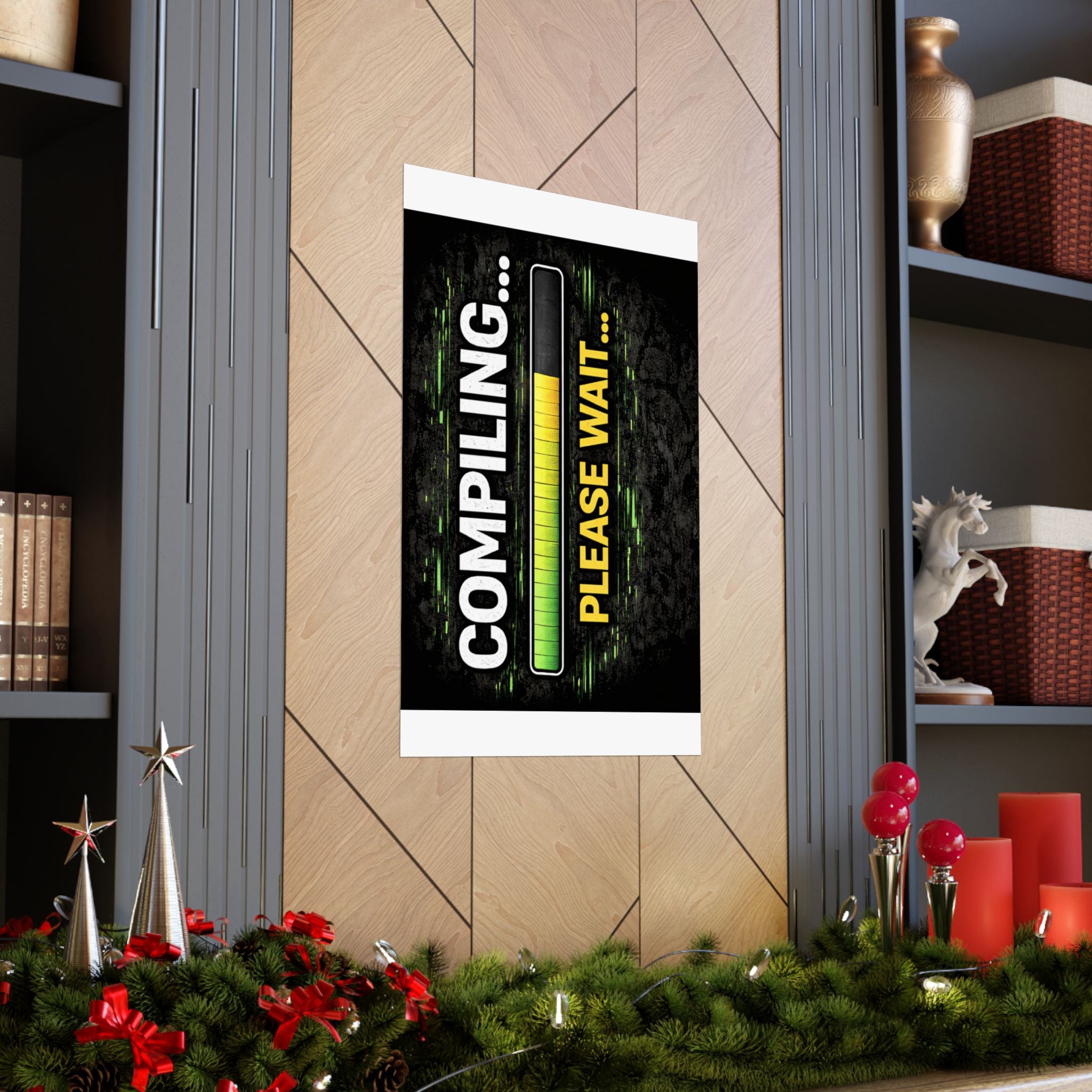 "Compiling... Please Wait" Tech Geek Humor Funny IT Matte Vertical Posters