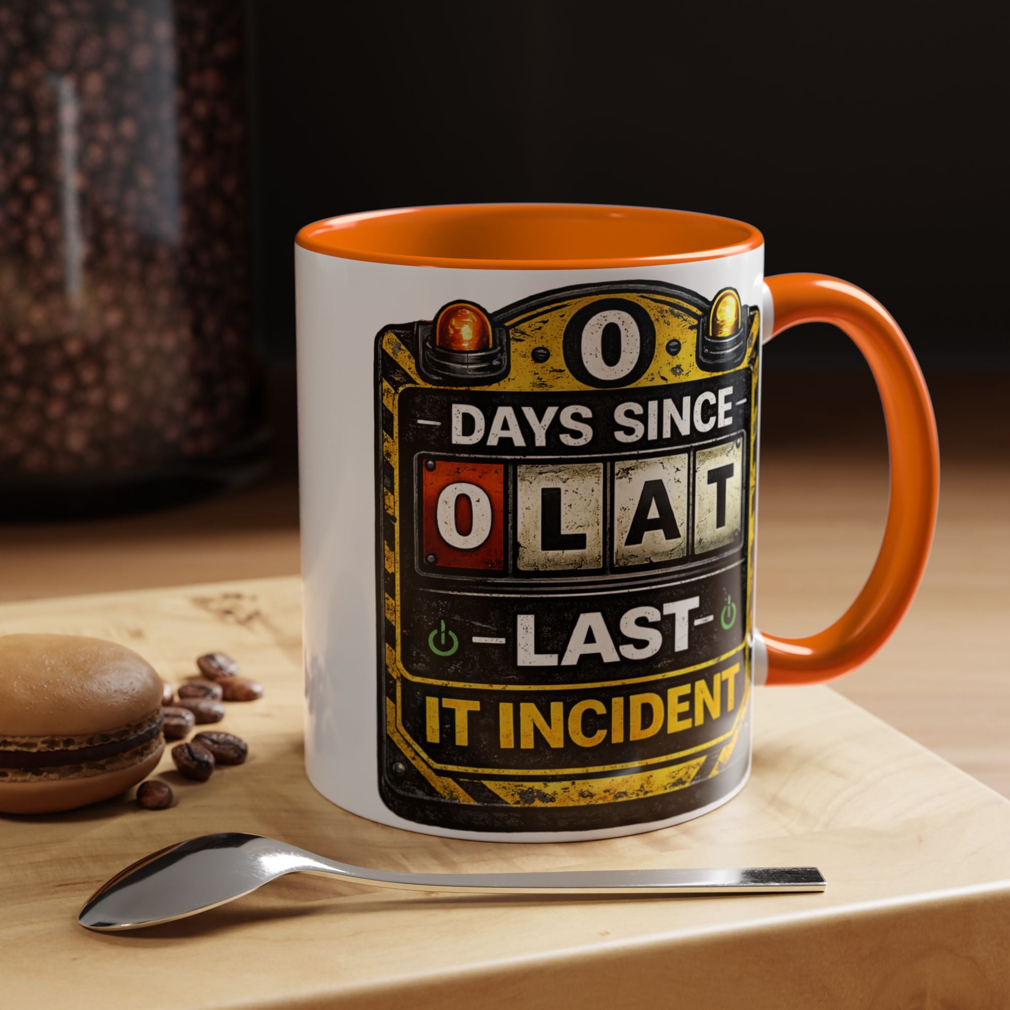 "0 Days Since Last IT Incident" IT Humor Accent Coffee Mug (11, 15oz)