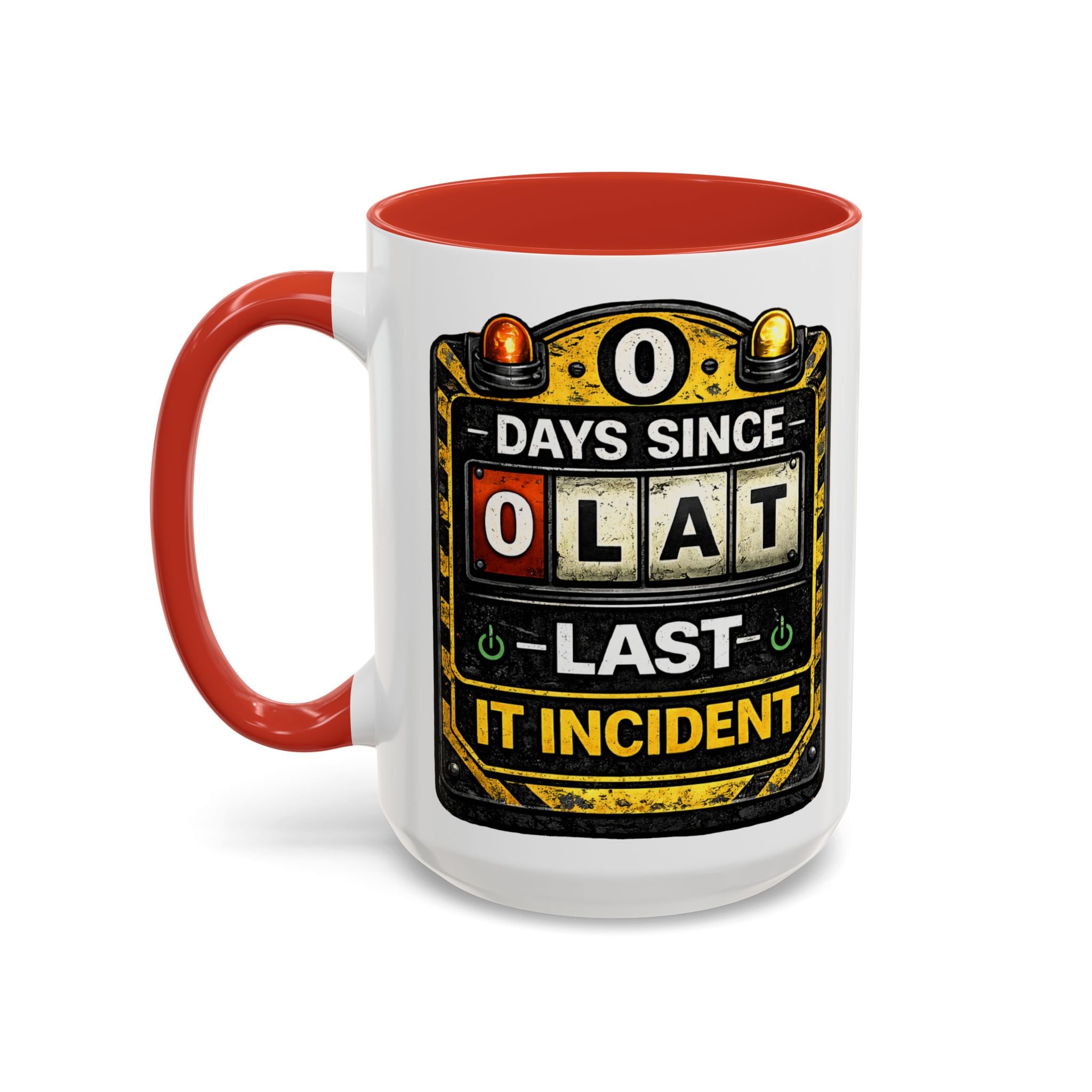 "0 Days Since Last IT Incident" IT Humor Accent Coffee Mug (11, 15oz)